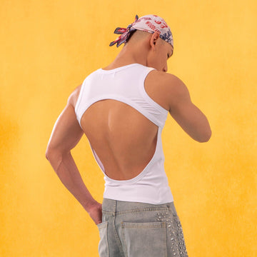 CLP Diamond Backless Ribbed Tank Top-Tank Top-S-White-Free Shipping Leatheretro