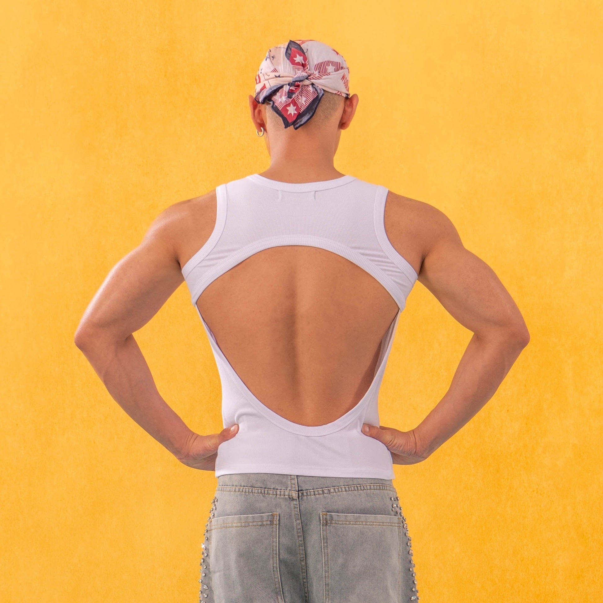 CLP Diamond Backless Ribbed Tank Top-Tank Top-S-White-Free Shipping Leatheretro