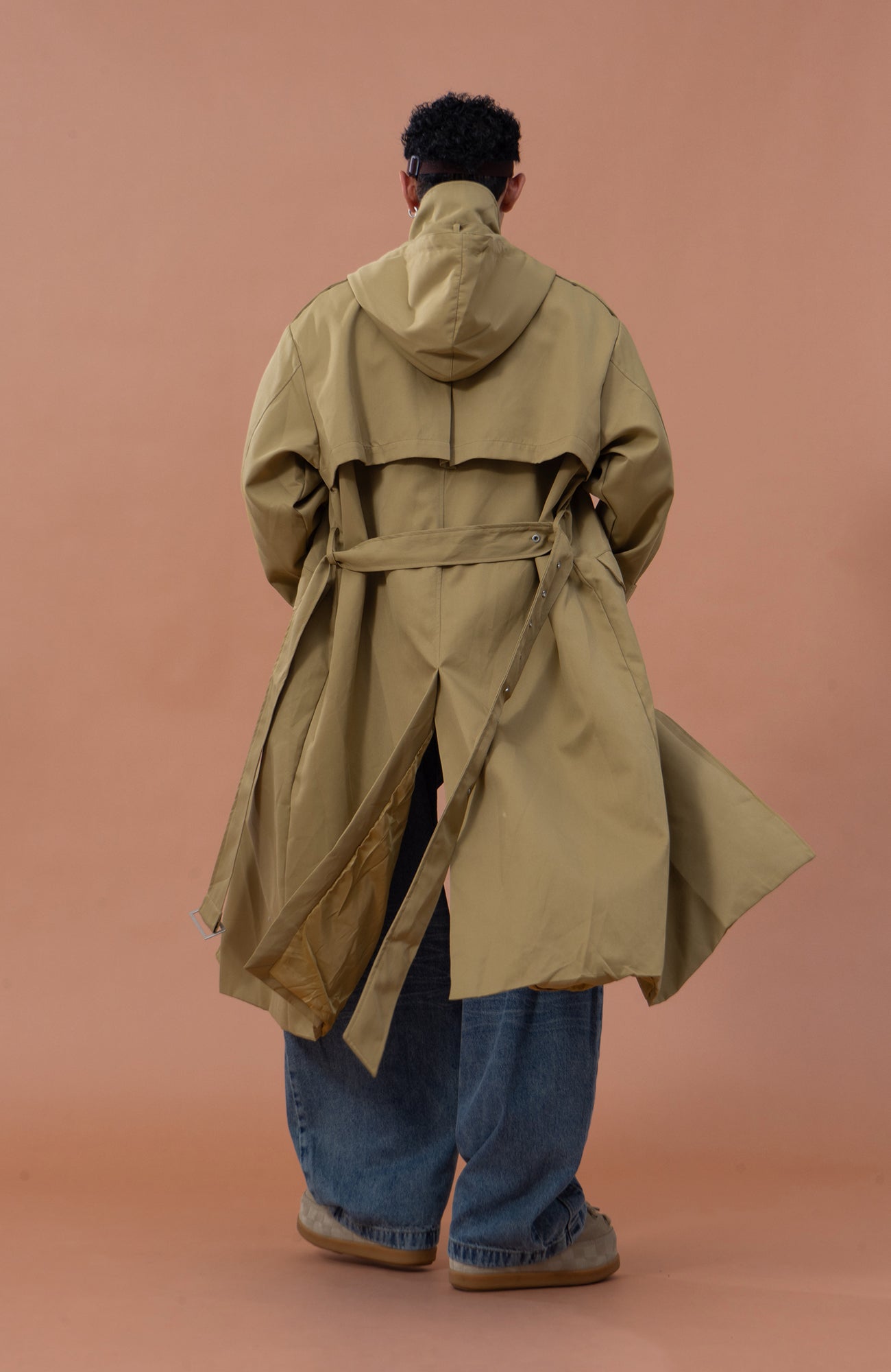 CLP Utility Belted Hooded Trench Coat-Jacket-S-Khaki-Free Shipping Leatheretro