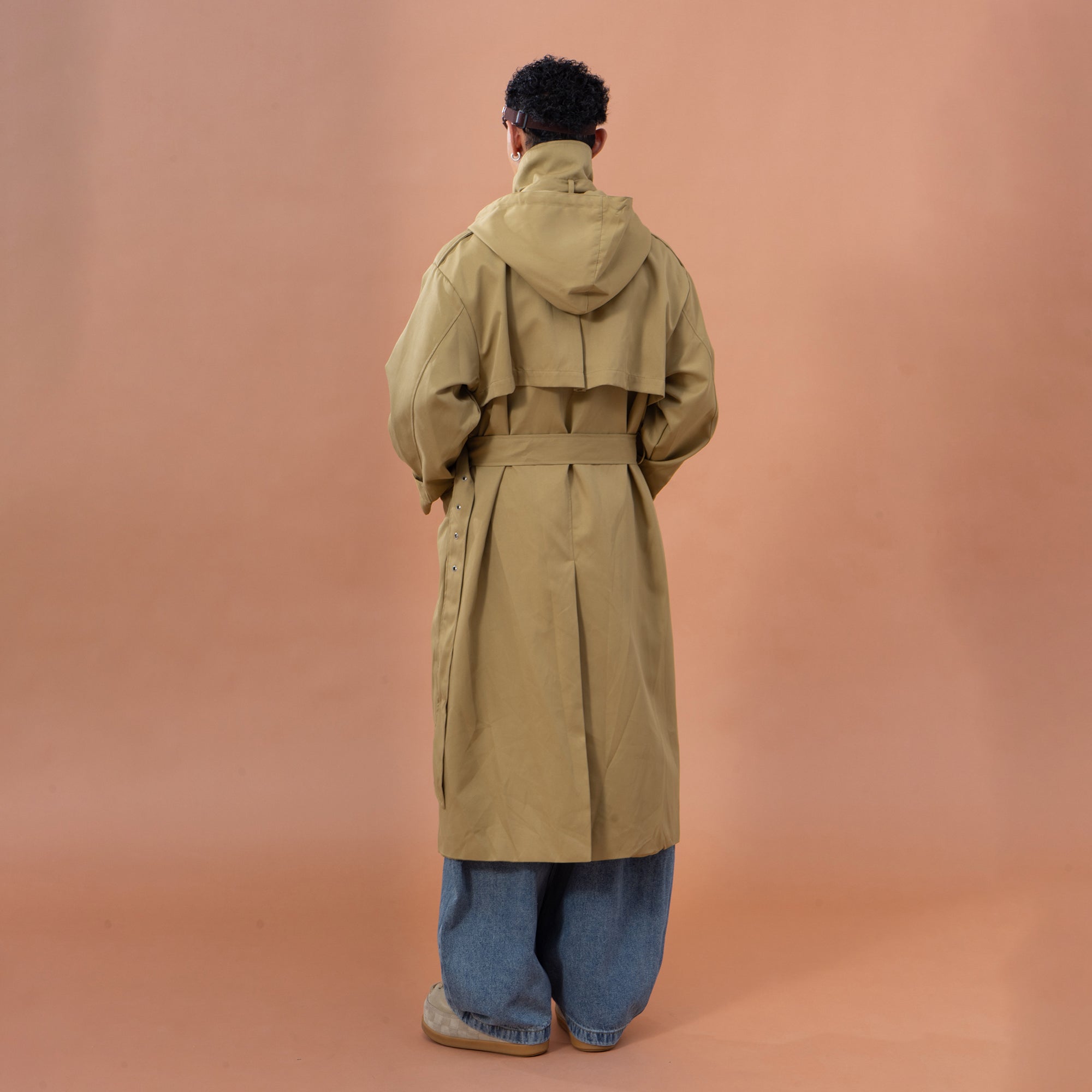 CLP Utility Belted Hooded Trench Coat-Jacket-S-Khaki-Free Shipping Leatheretro
