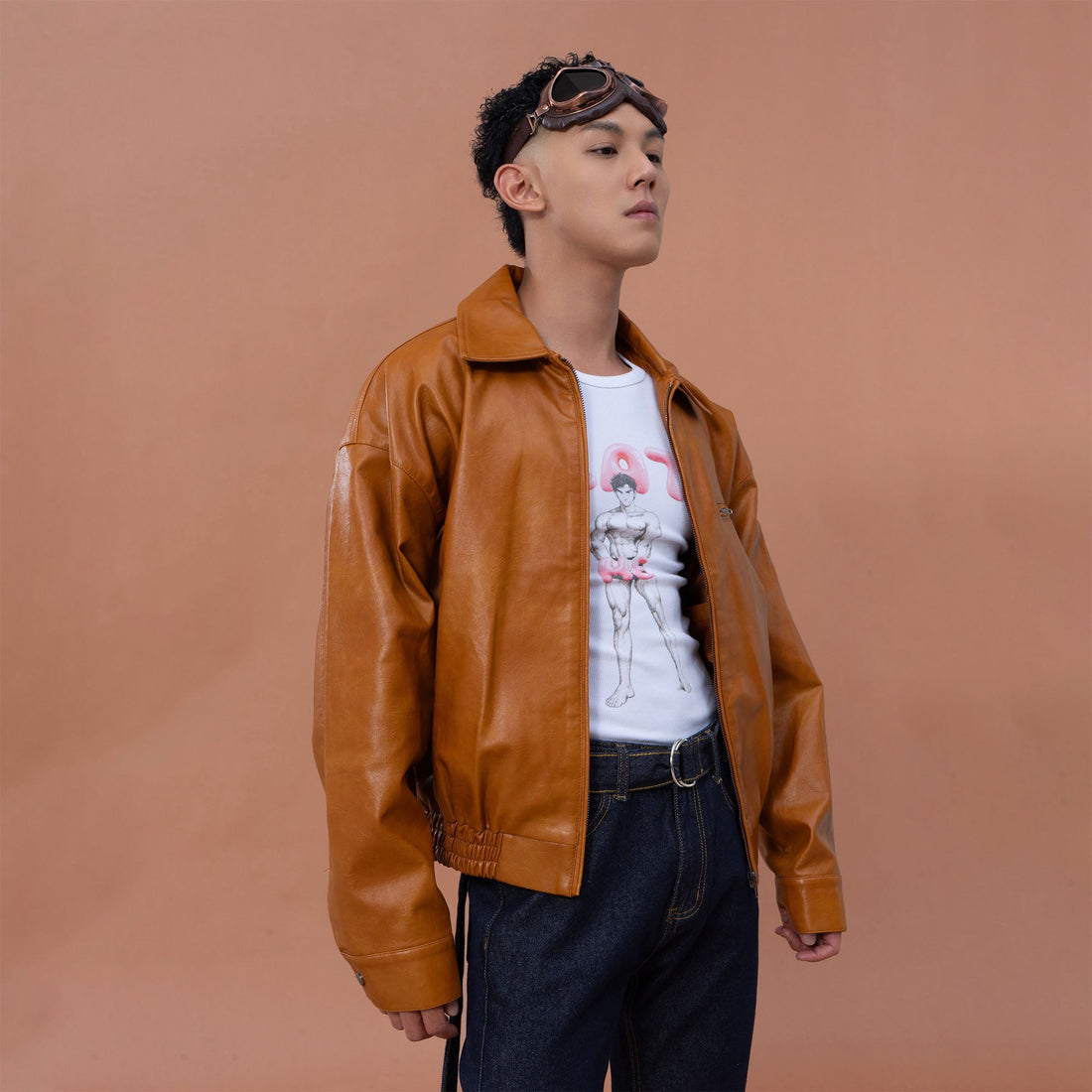 CLP Faux Leather Oversized Blouson-Jacket-M-Free Shipping Leatheretro