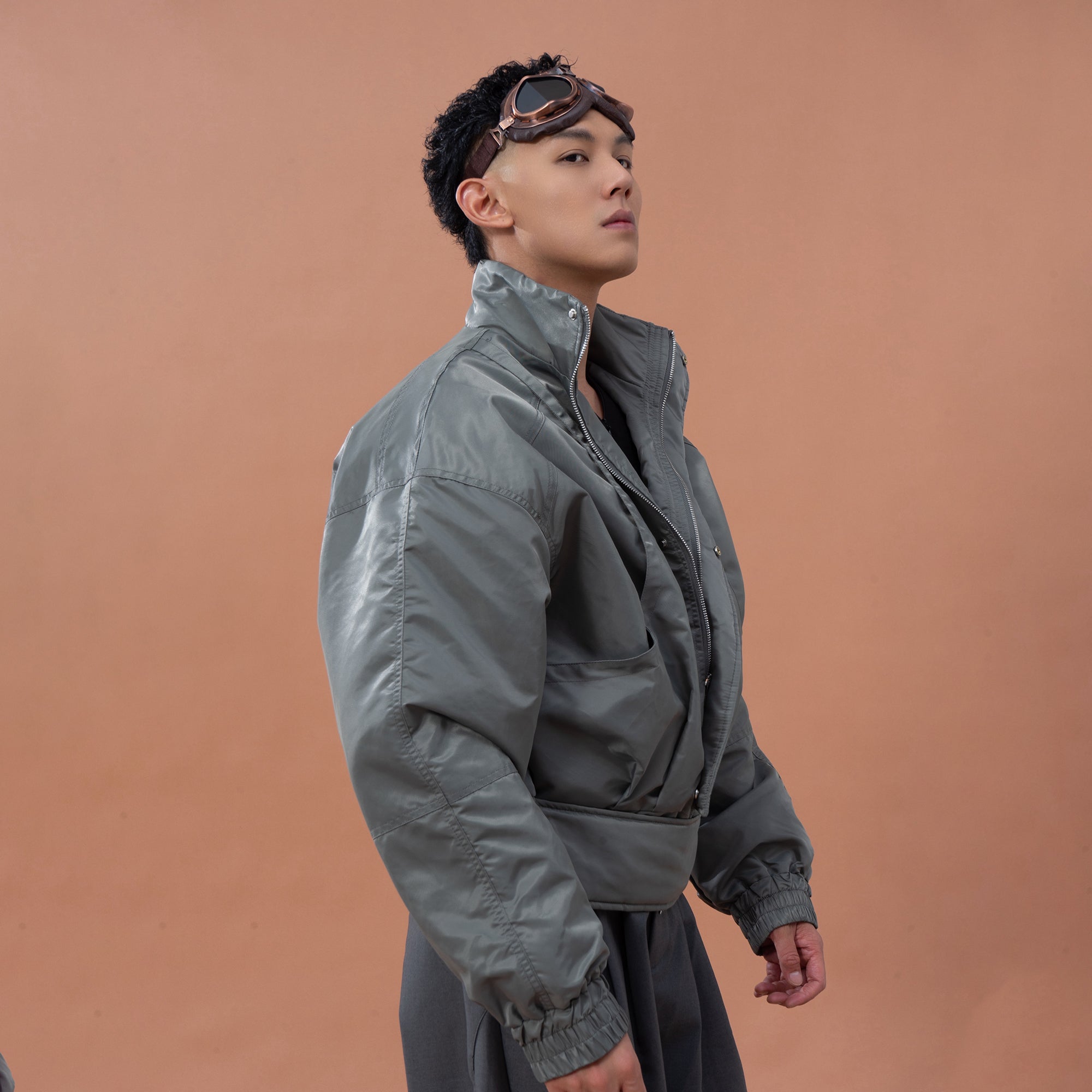 CLP Raglan Cropped Puffer Jacket-Jacket-M-Gray-Free Shipping Leatheretro