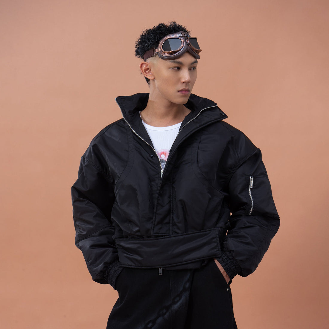 CLP Raglan Cropped Puffer Jacket-Jacket-M-Gray-Free Shipping Leatheretro