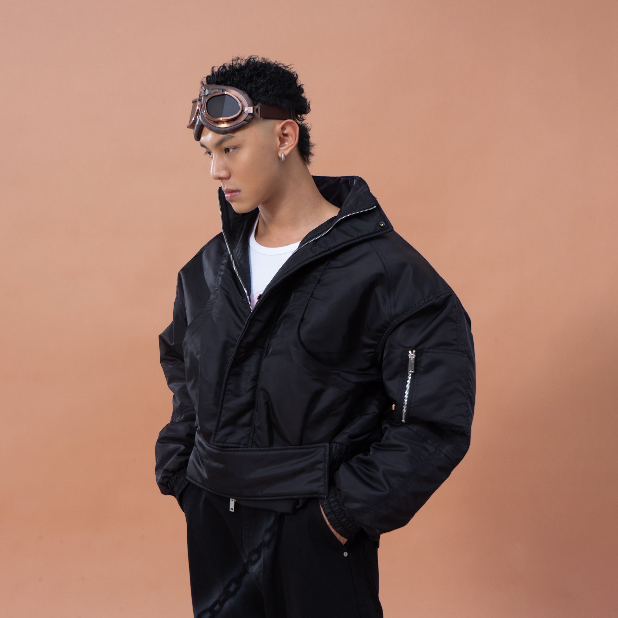 CLP Raglan Cropped Puffer Jacket-Jacket-M-Gray-Free Shipping Leatheretro