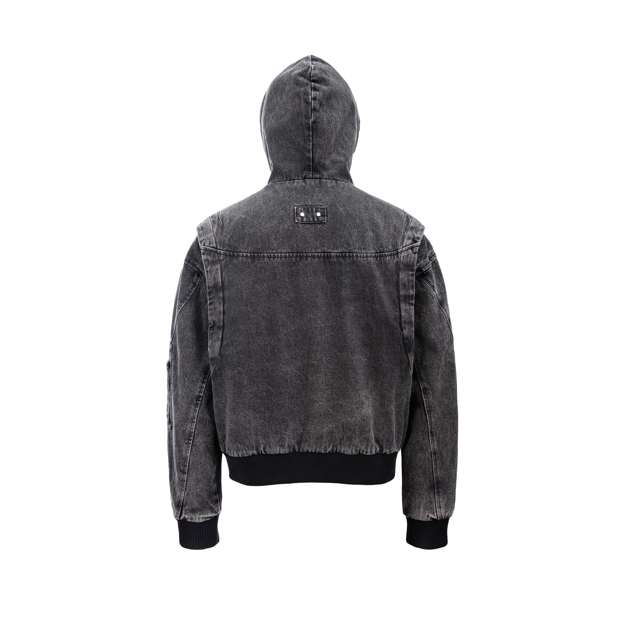 CATSSTAC Deconstructed Paneled Washed Hooded Jacket-Jacket-S-Black-Free Shipping Leatheretro