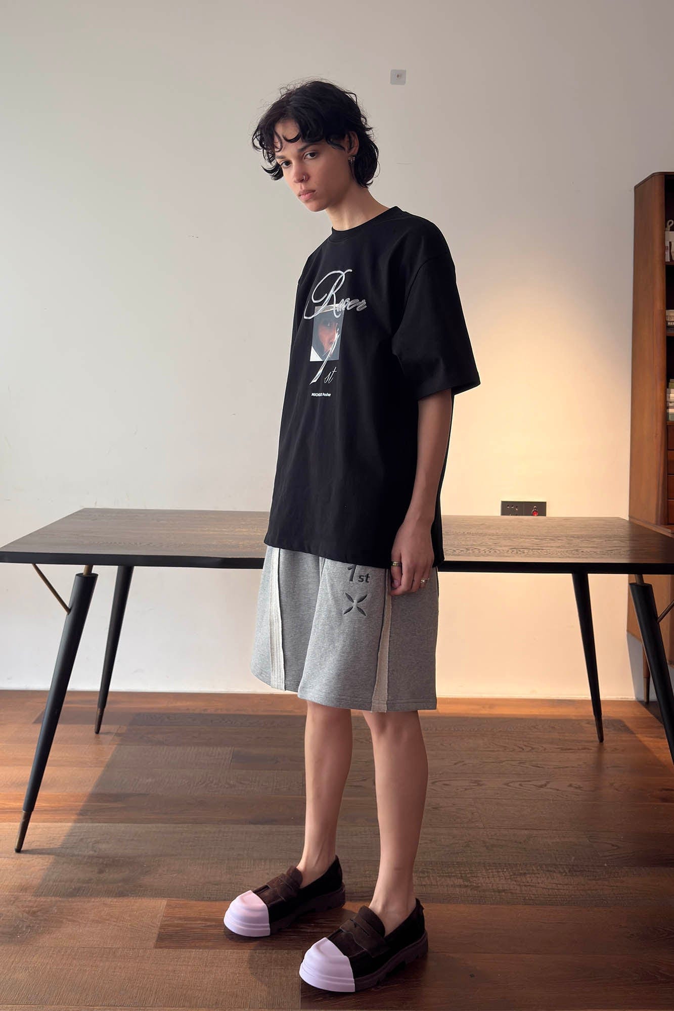 MIICHOUS Frayed Spliced Elastic Shorts-Shorts-S-Gray-Free Shipping Leatheretro