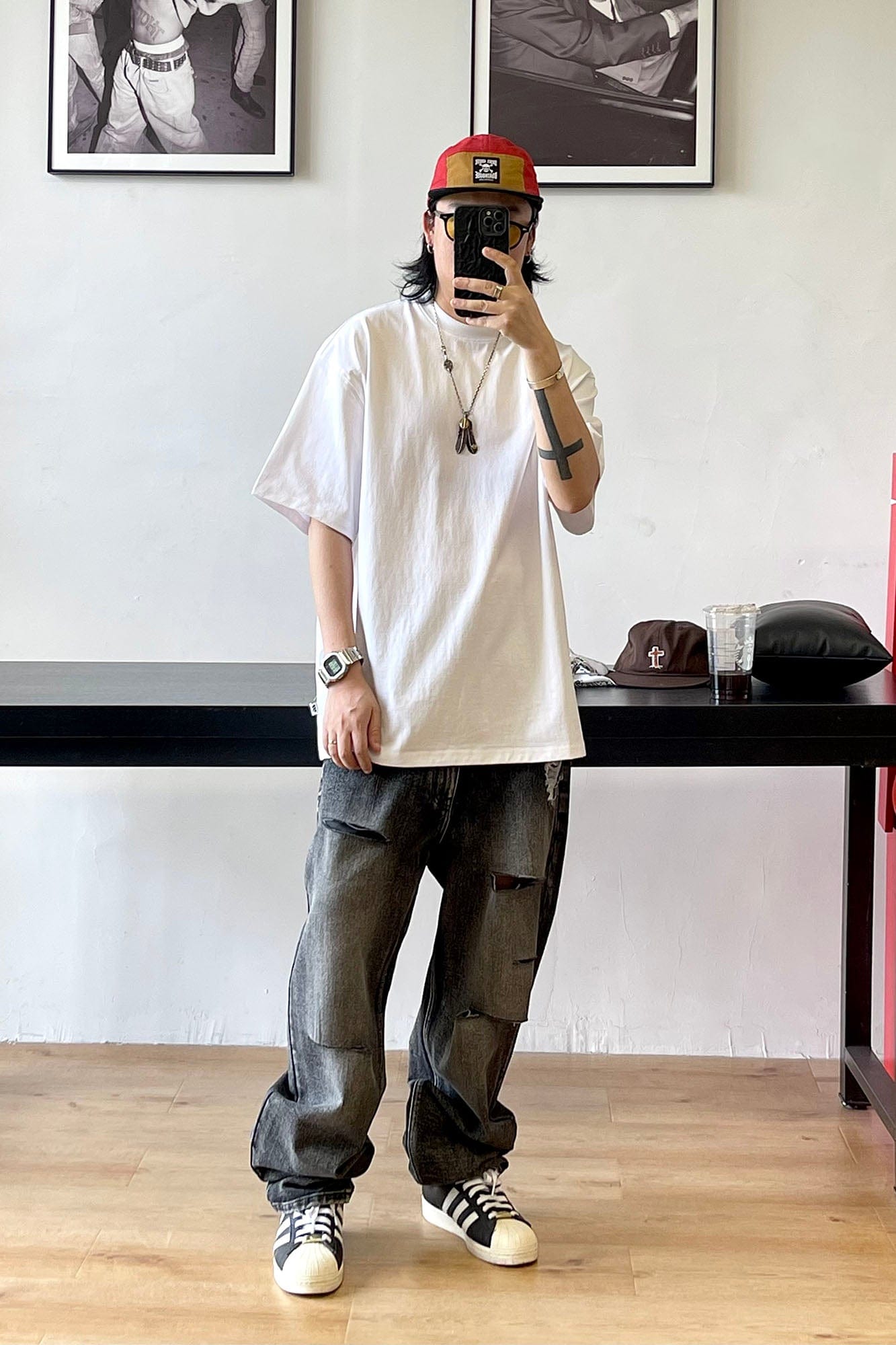 ME DA IGUAL Ripped Distressed Washed Straight-Leg Jeans-Jeans-M-Free Shipping Leatheretro