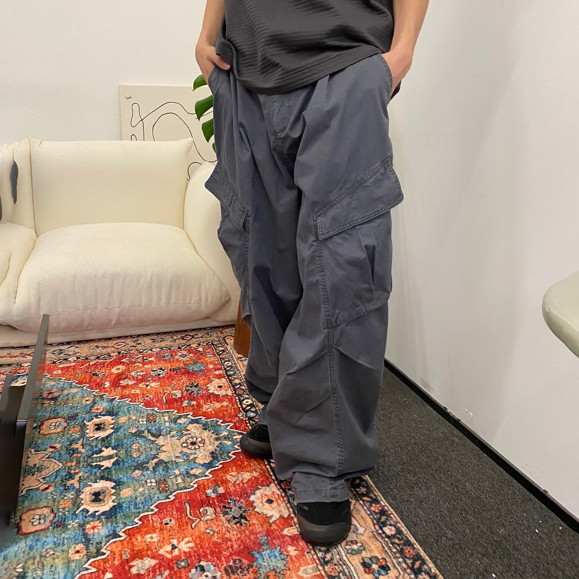 ROARINGWILD A ARCH Classic Utility Parachute Pants-Pants-XS-Gray-Free Shipping Leatheretro