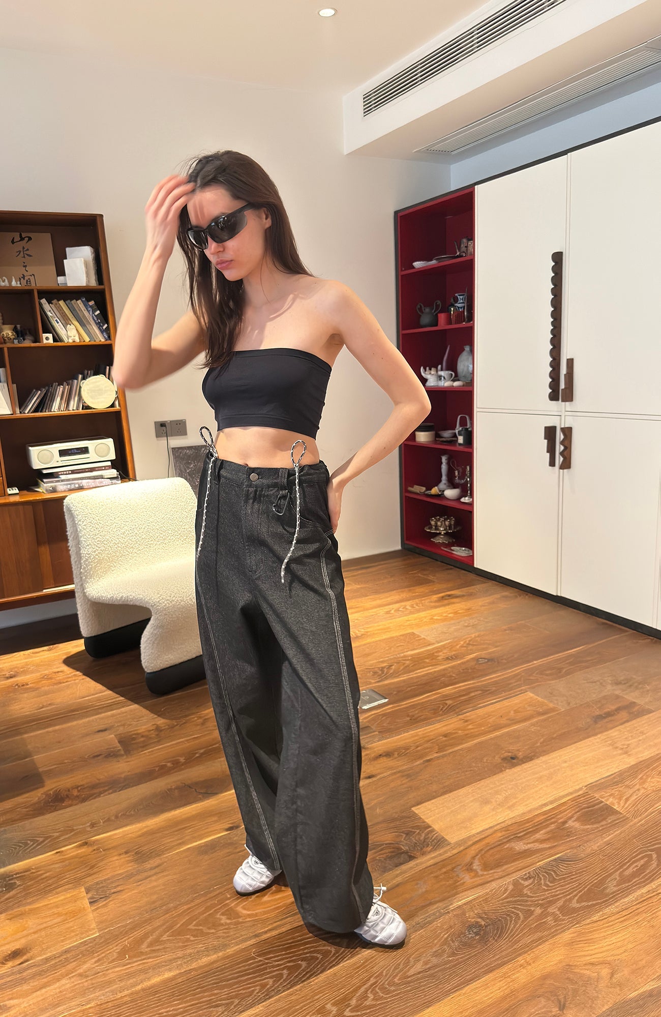 MIICHOUS Drawstring Embroidered Raw Denim-Pants-S-Free Shipping Leatheretro