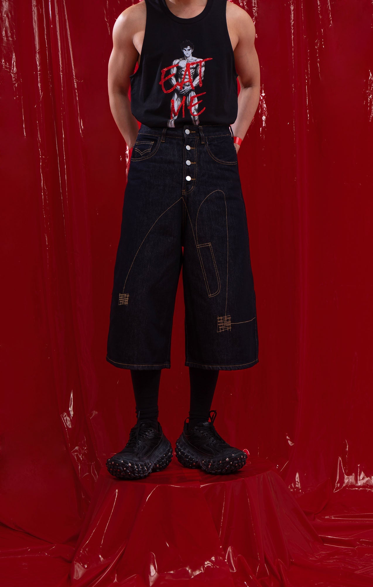 CLP Retro Contrast Stitch Straight-Leg Jorts-Shorts-M-Free Shipping Leatheretro