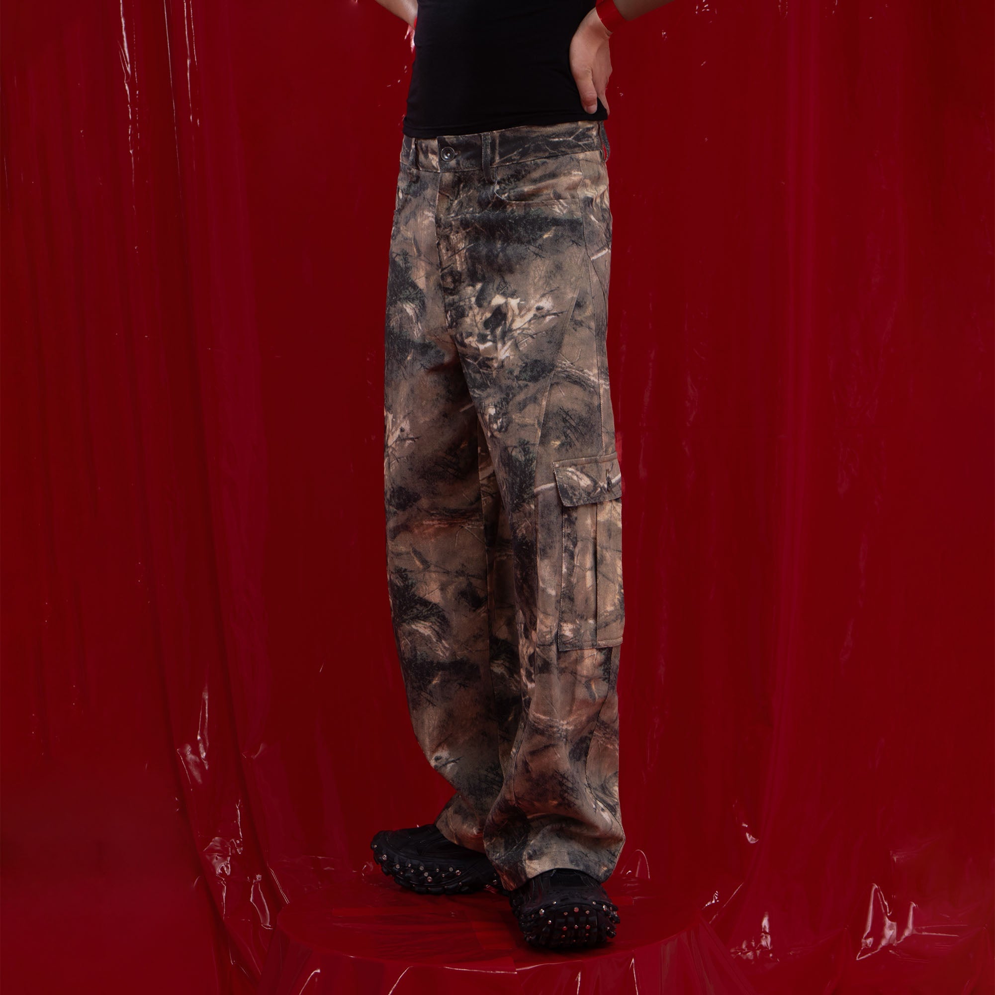 CLP Camo Distressed Panel Cargo Pants-Pants-M-Free Shipping Leatheretro