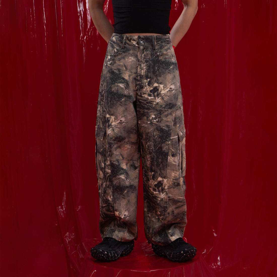 CLP Camo Distressed Panel Cargo Pants-Pants-M-Free Shipping Leatheretro