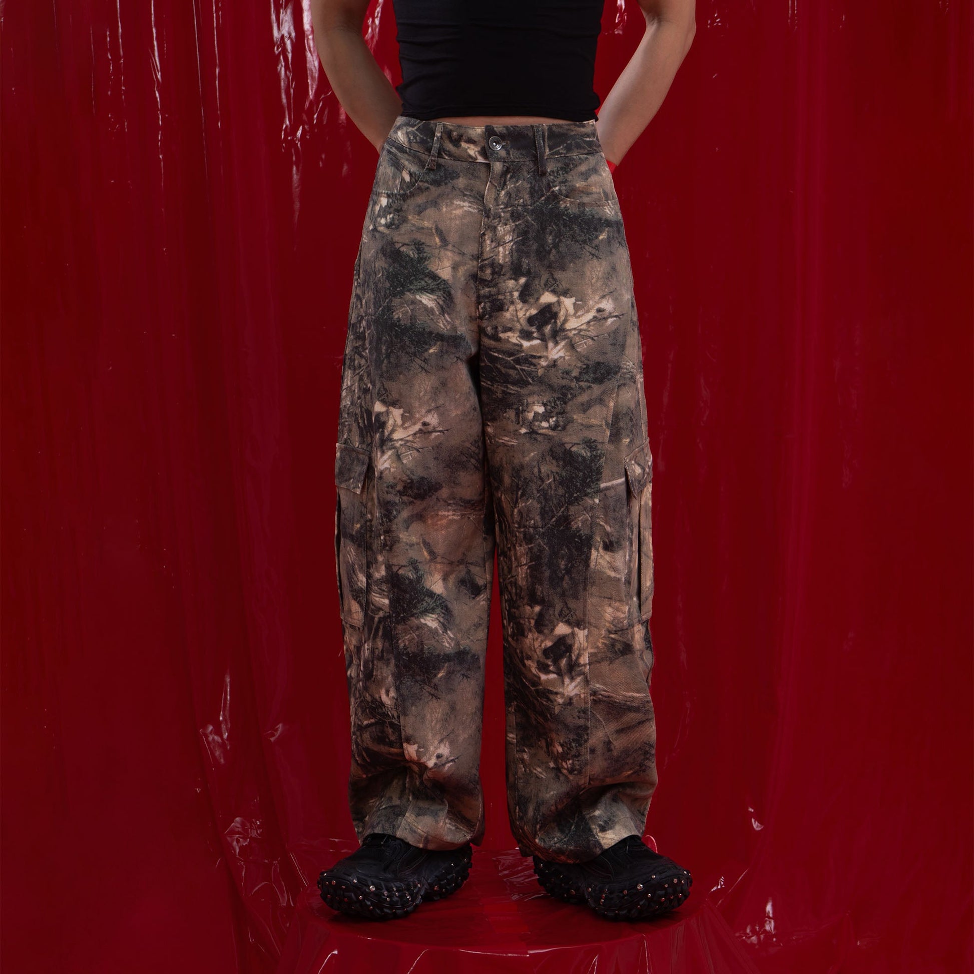 CLP Camo Distressed Panel Cargo Pants-Pants-M-Free Shipping Leatheretro