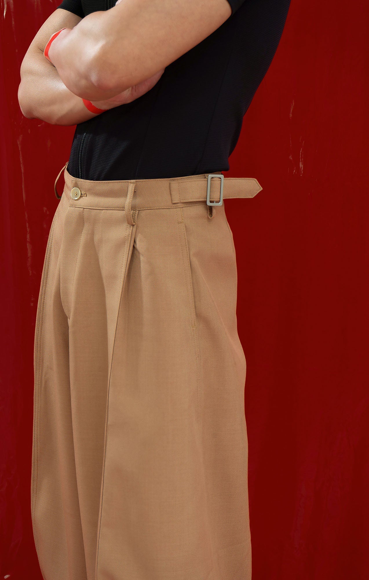 CLP Classic Pleats Oversized Pants-Pants-M-Brown-Free Shipping Leatheretro