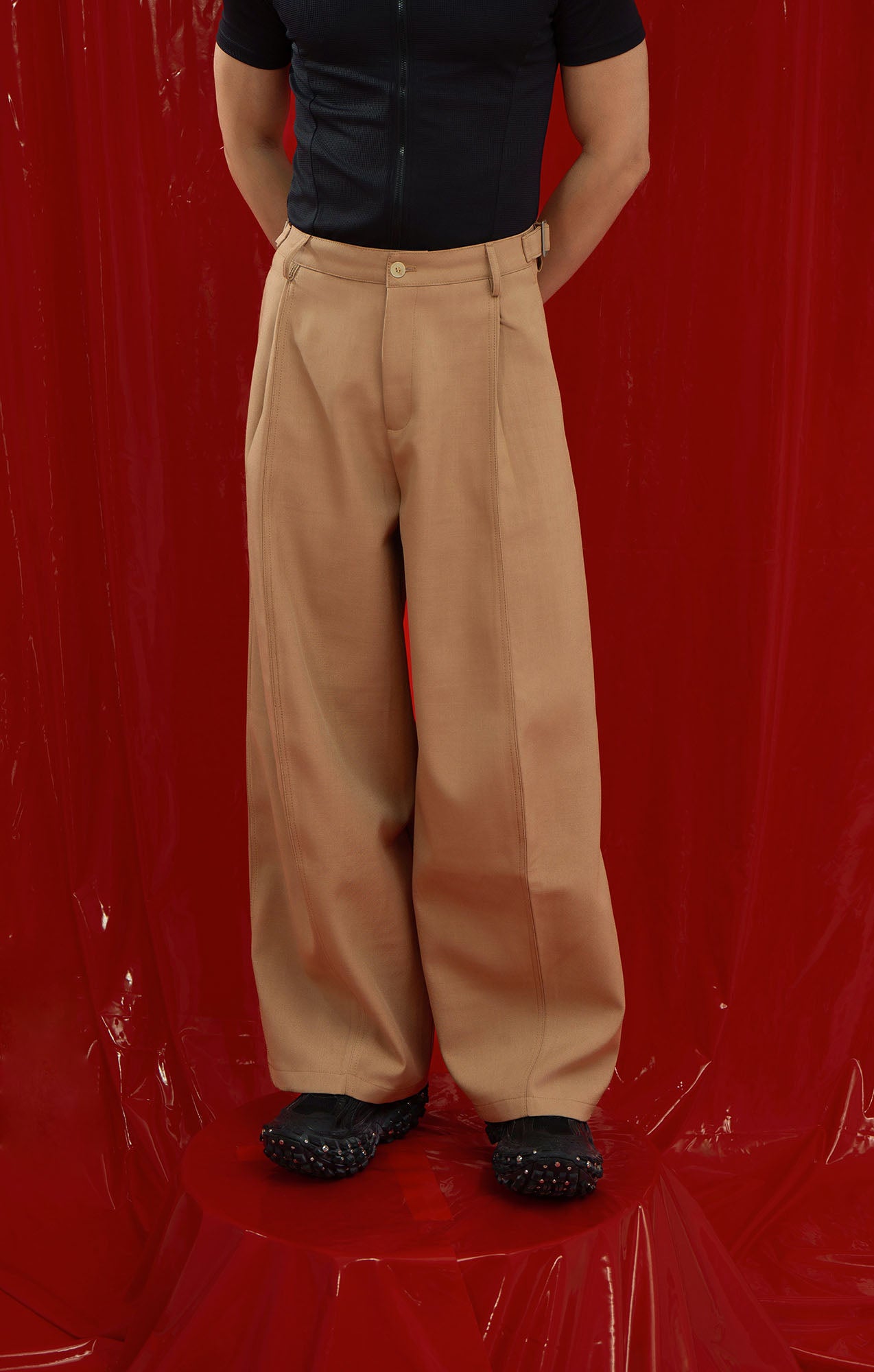 CLP Classic Pleats Oversized Pants-Pants-M-Brown-Free Shipping Leatheretro