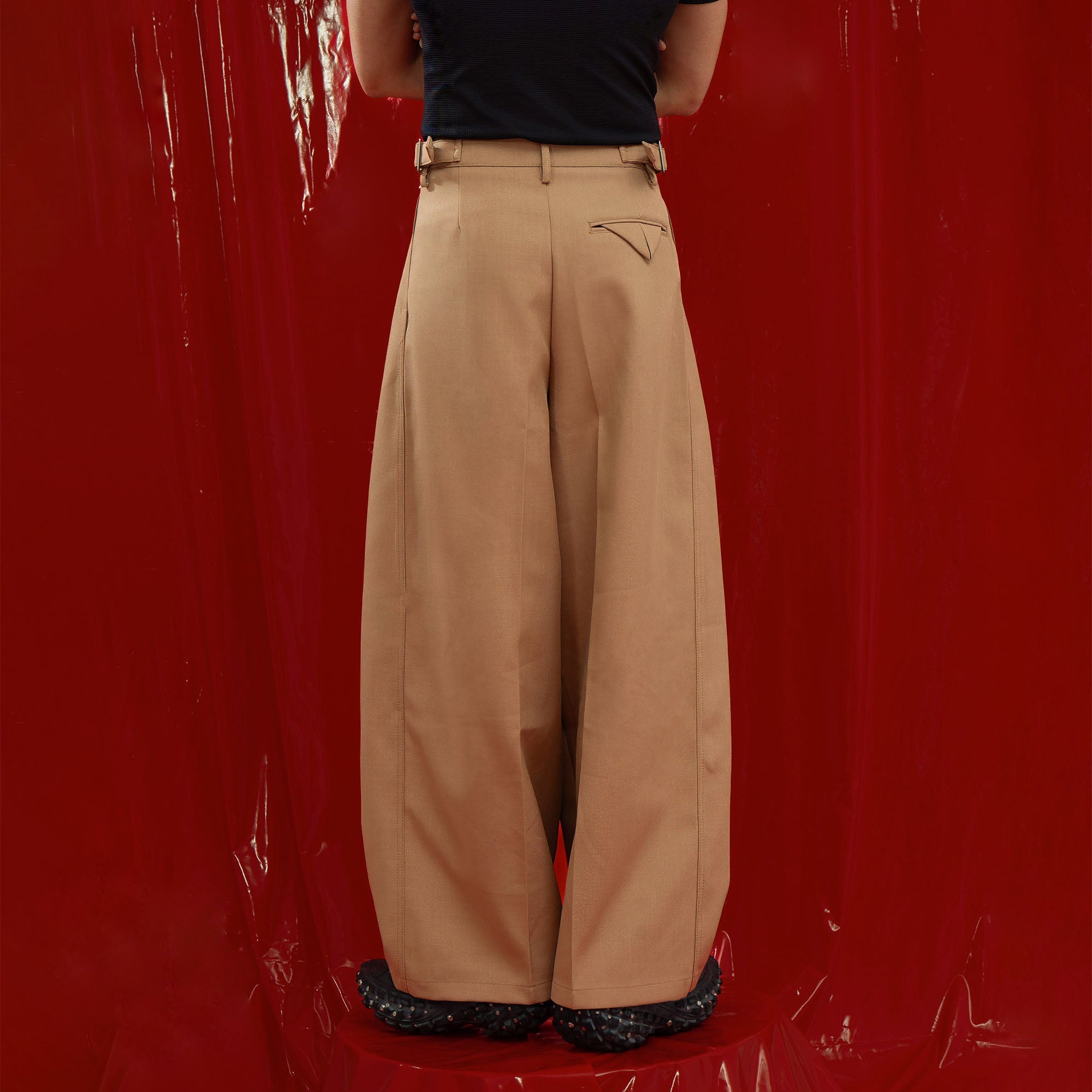 CLP Classic Pleats Oversized Pants-Pants-M-Brown-Free Shipping Leatheretro