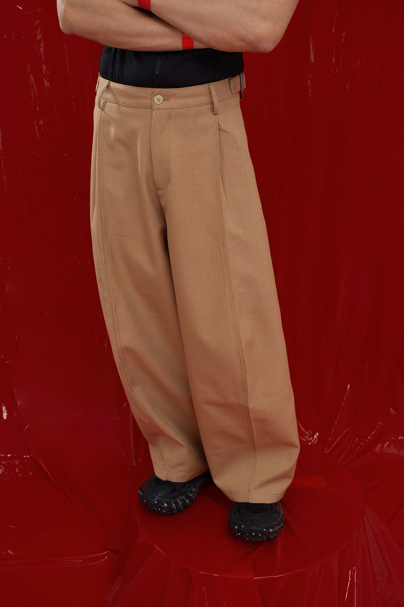 CLP Classic Pleats Oversized Pants-Pants-M-Brown-Free Shipping Leatheretro