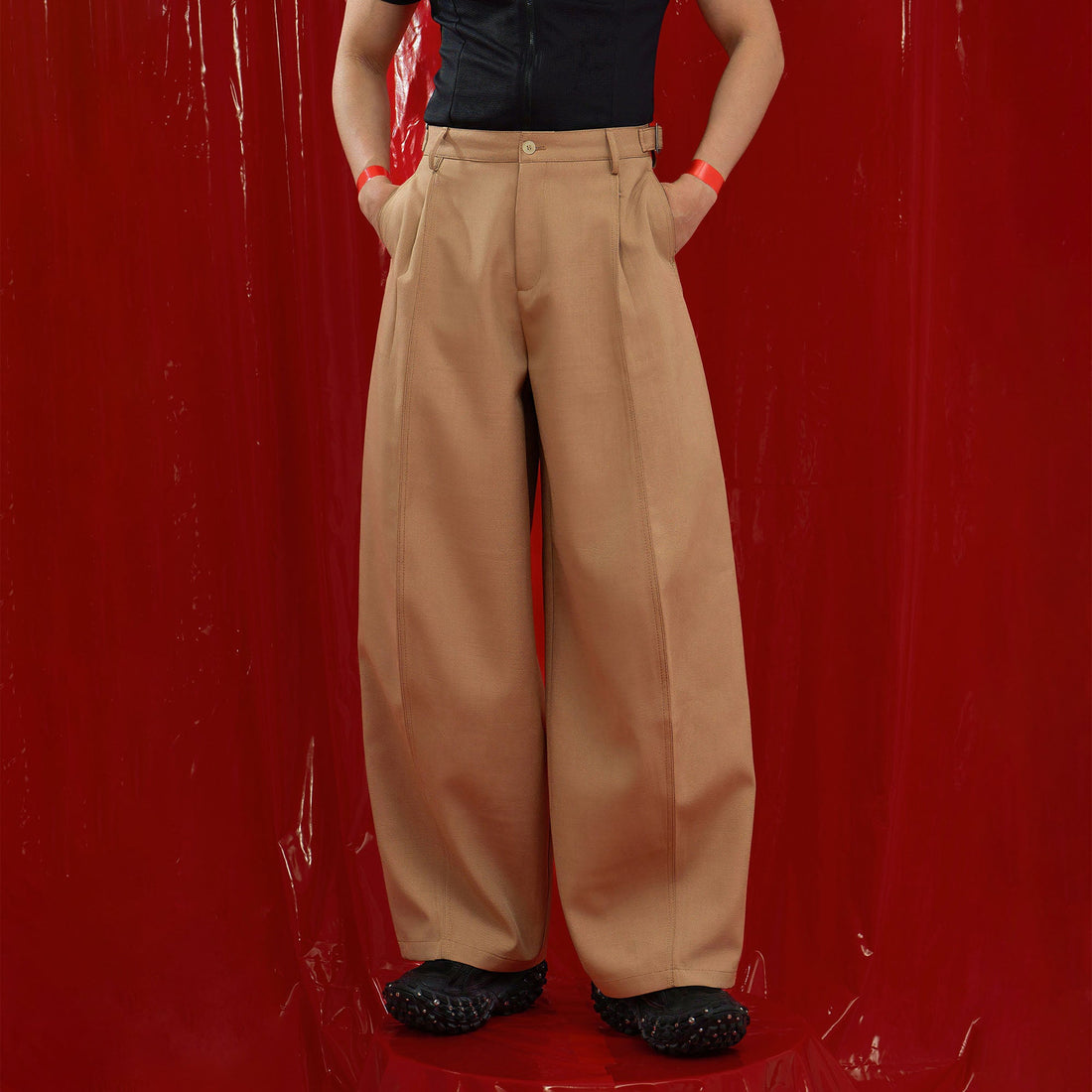 CLP Classic Pleats Oversized Pants-Pants-M-Brown-Free Shipping Leatheretro