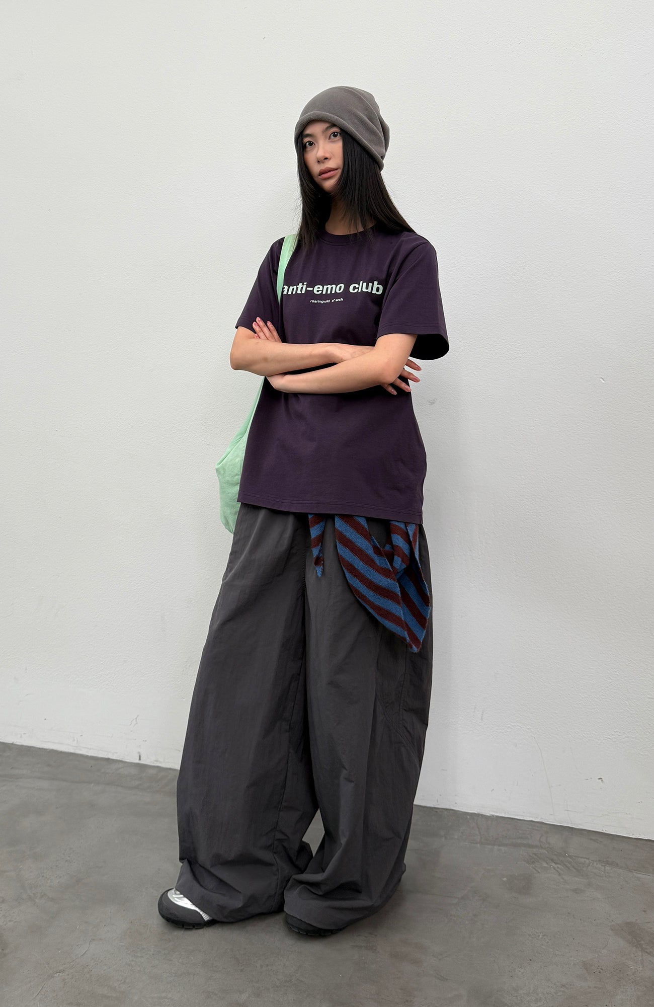 ROARINGWILD A ARCH Quick-Dry Wide-Leg Parachute Pants-Pants-XS-Green-Free Shipping Leatheretro