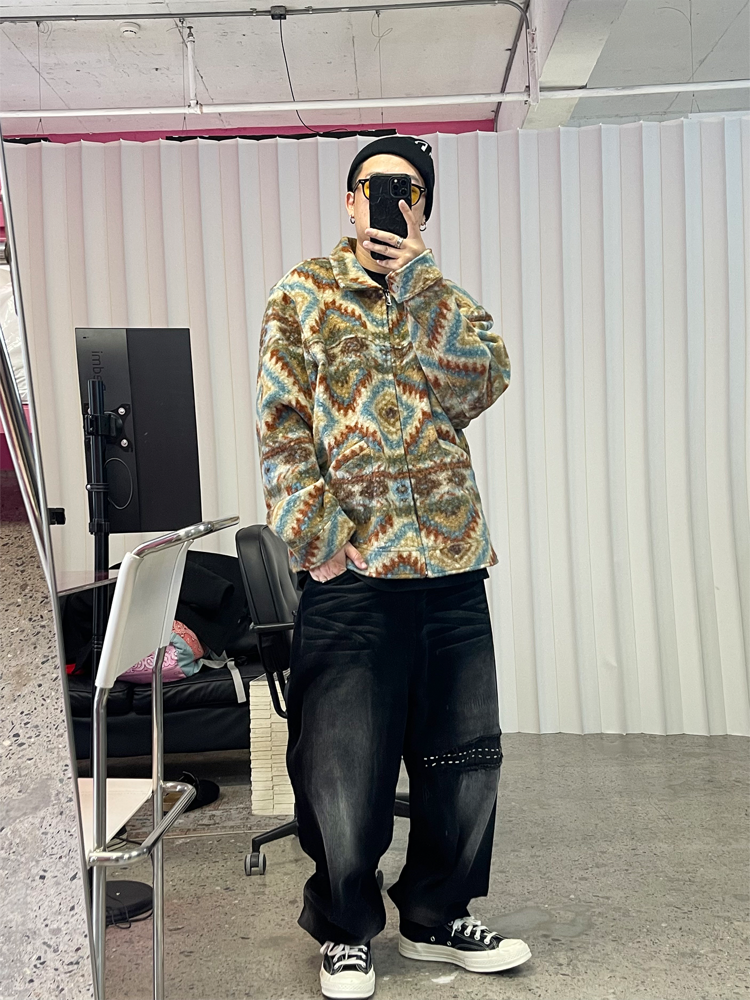 ME DA IGUAL Retro Tribal Jacquard Fleece Jacket-Jacket-M-Free Shipping Leatheretro