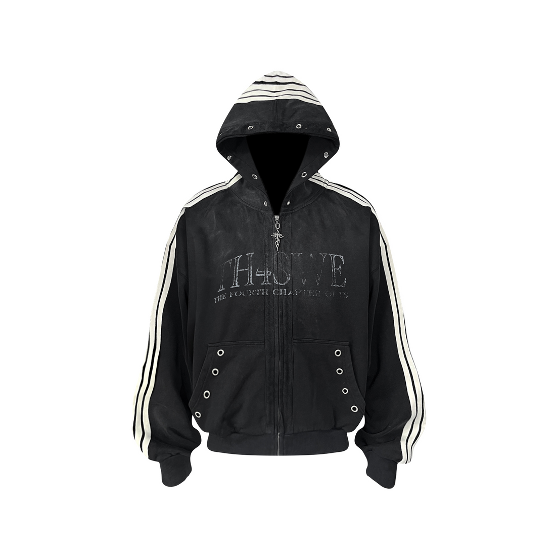 TH4SWE Washed Striped Hooded Jacket-Jacket-S-Free Shipping Leatheretro