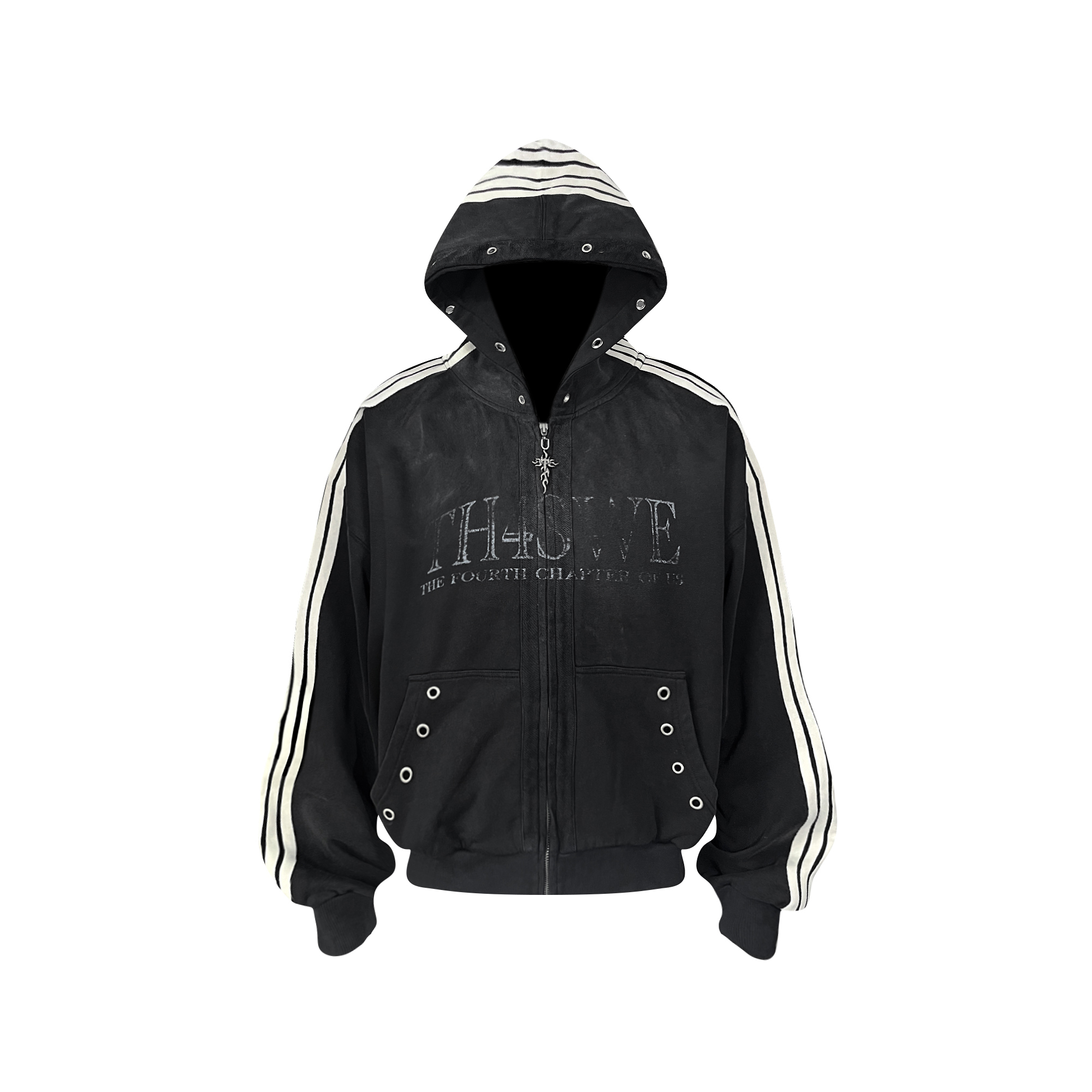TH4SWE Washed Striped Hooded Jacket-Jacket-S-Free Shipping Leatheretro