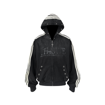 TH4SWE Washed Striped Hooded Jacket-Jacket-S-Free Shipping Leatheretro