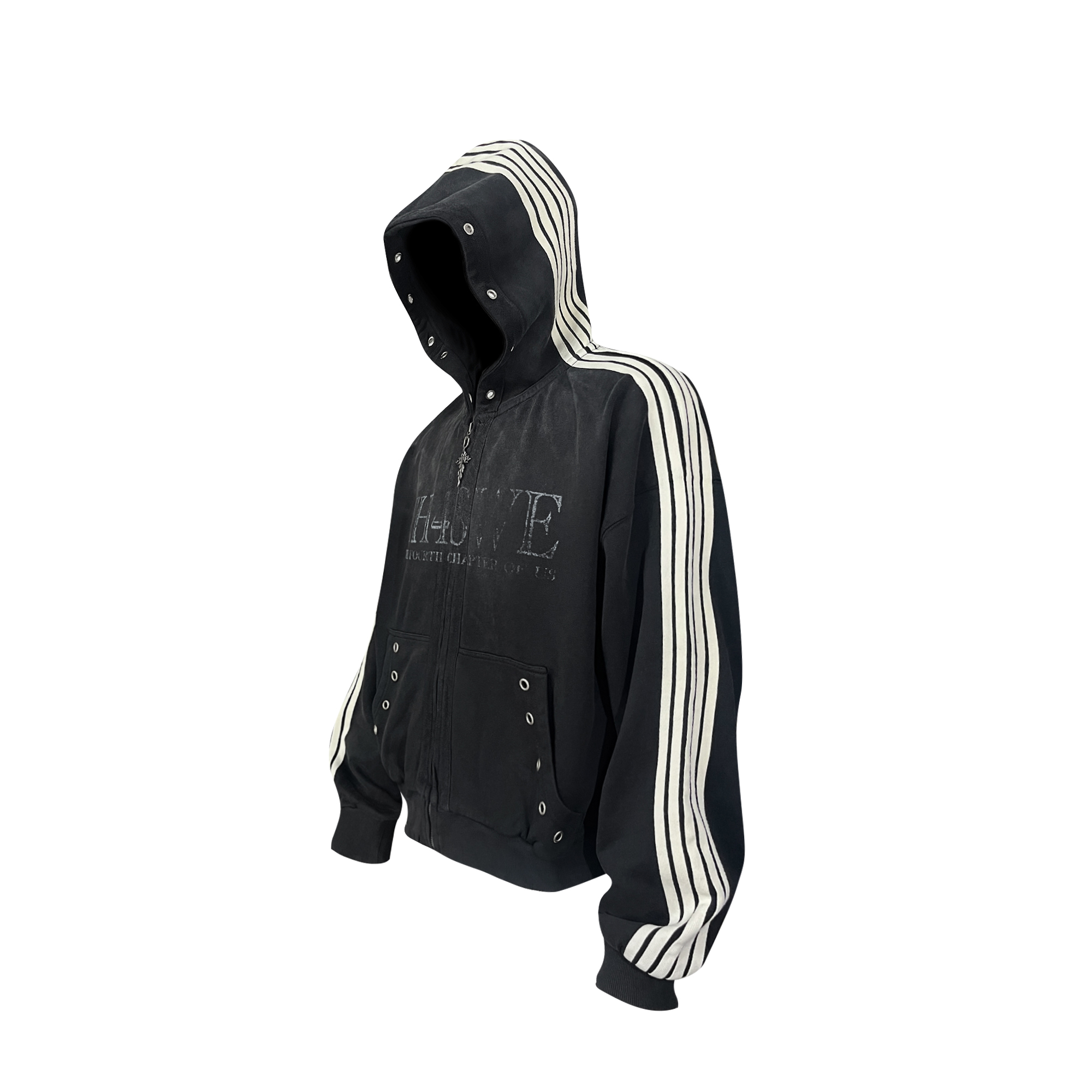 TH4SWE Washed Striped Hooded Jacket-Jacket-S-Free Shipping Leatheretro