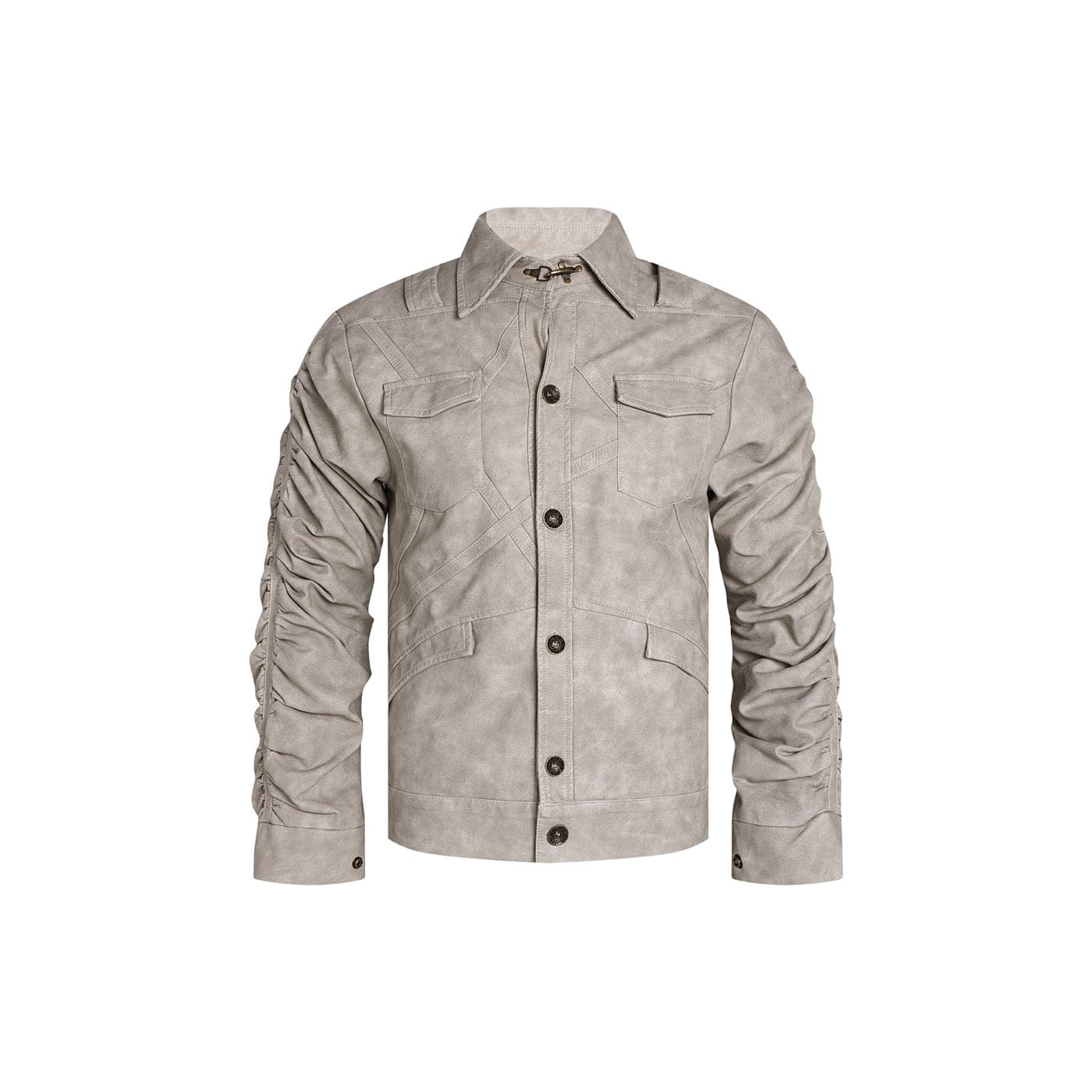 DND4DES Faux Leather Wrinkled Jacket-Jacket-S-Beige-Free Shipping Leatheretro