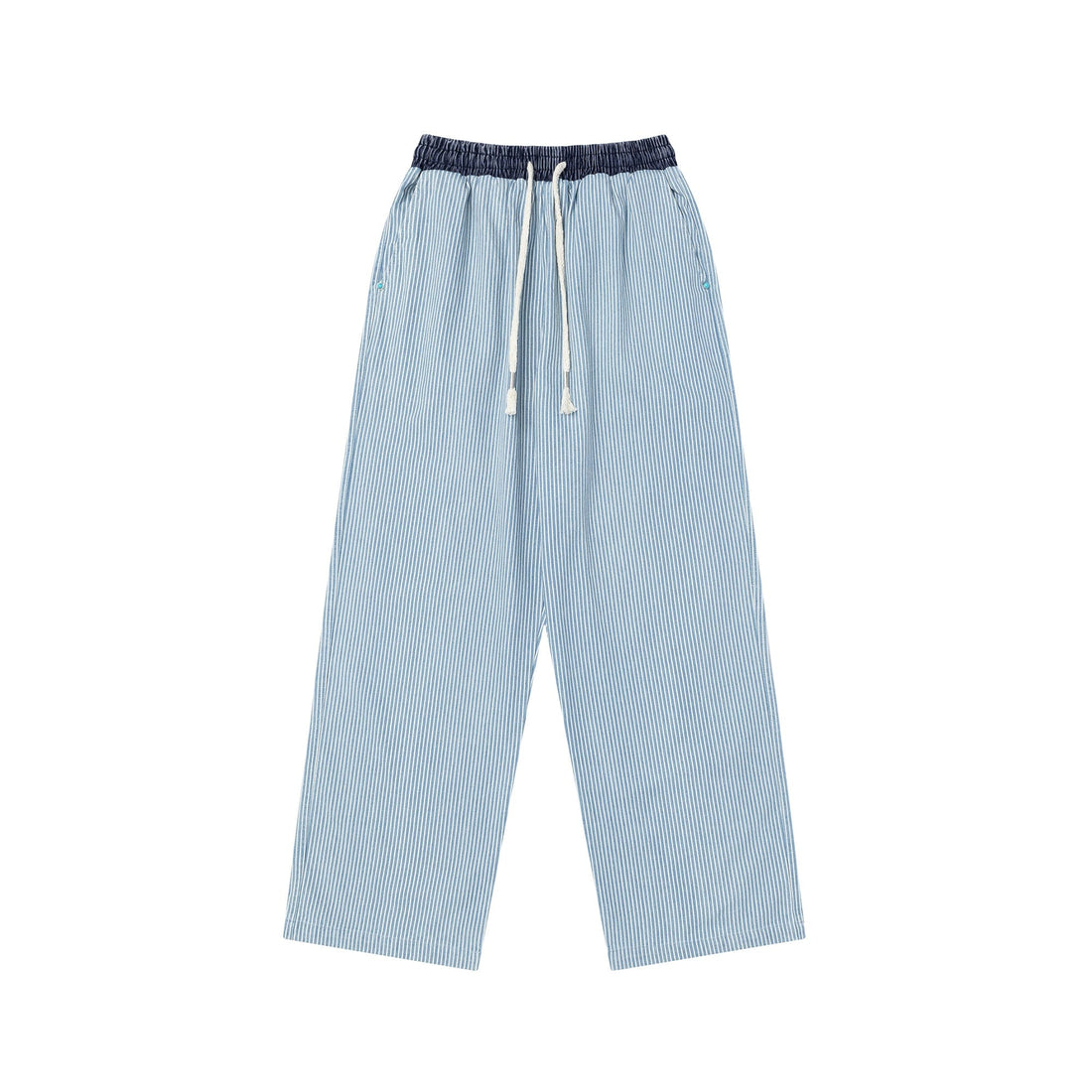 OVDY Striped Turquoise Rivet Straight-Leg Pants-Pants-S-Free Shipping Leatheretro
