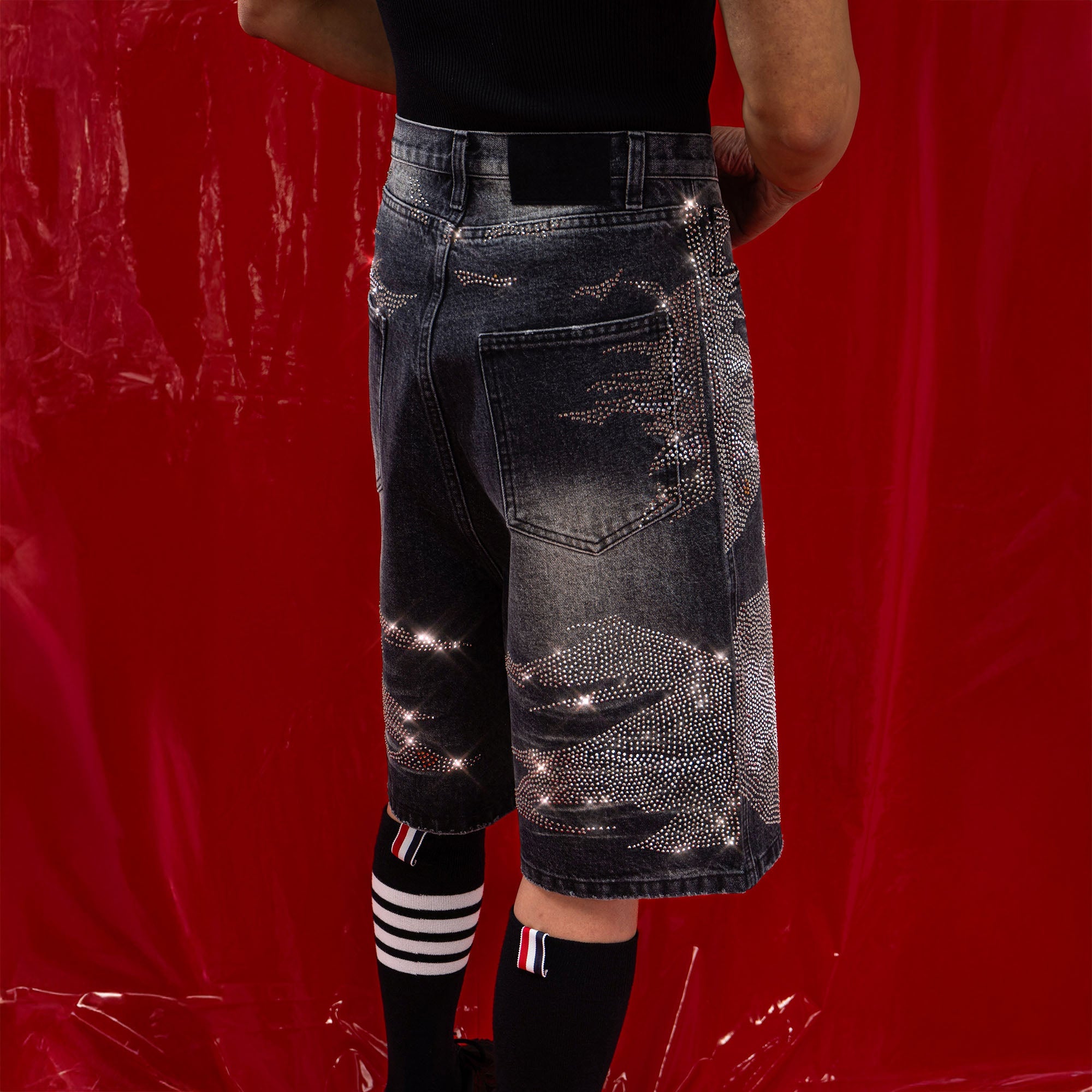 CLP Diamond Distressed Straight-Leg Jorts-Shorts-M-Blue-Free Shipping Leatheretro