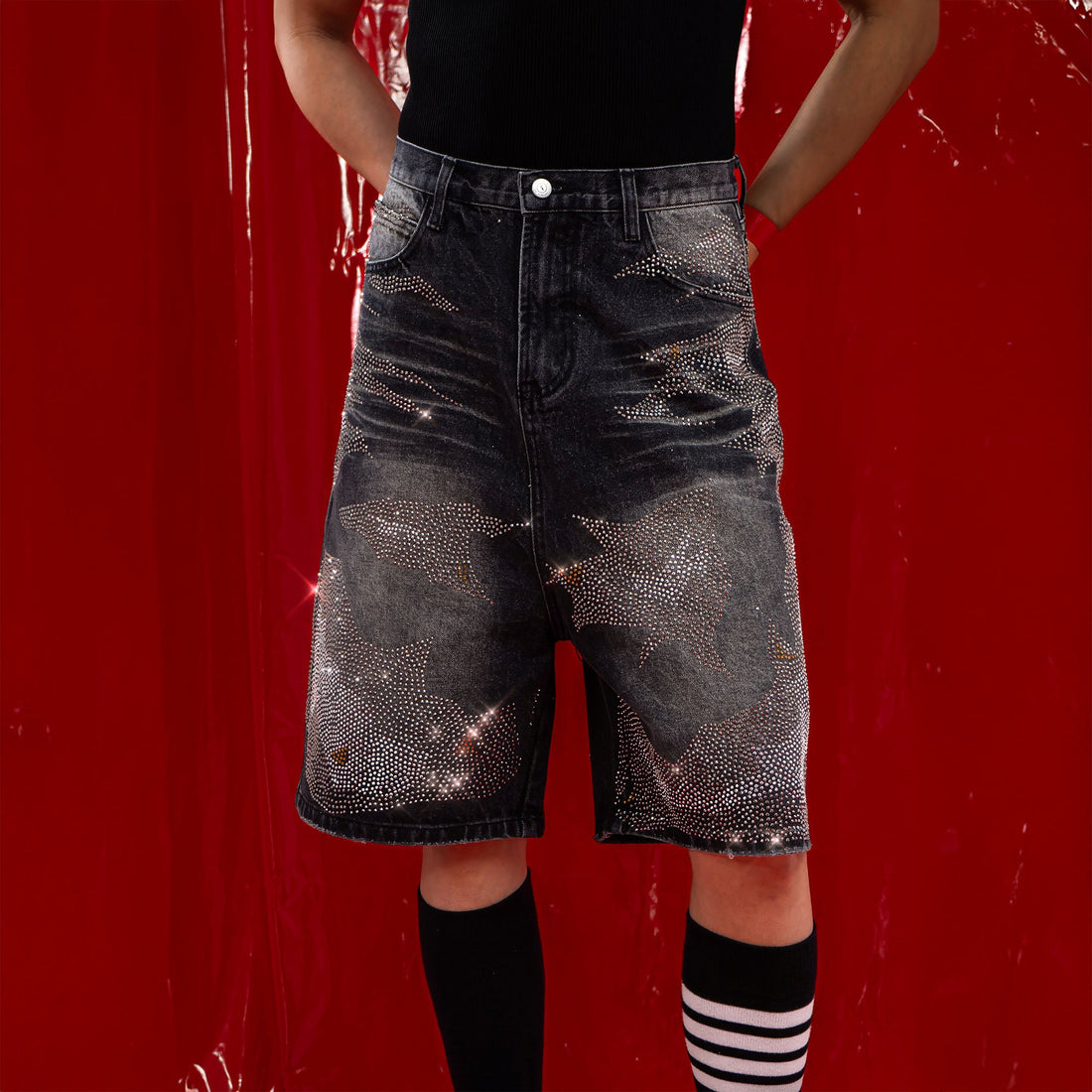 CLP Diamond Distressed Straight-Leg Jorts-Shorts-M-Blue-Free Shipping Leatheretro
