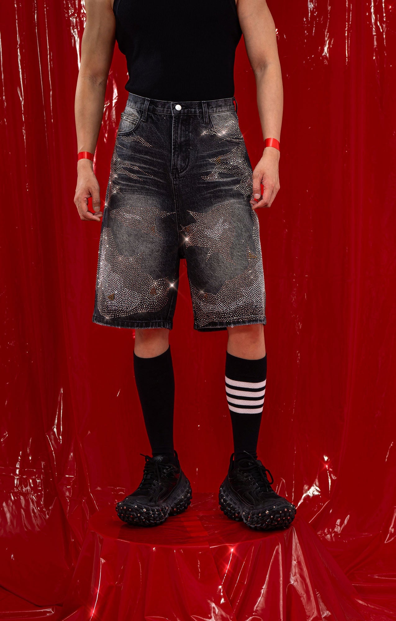 CLP Diamond Distressed Straight-Leg Jorts-Shorts-M-Blue-Free Shipping Leatheretro