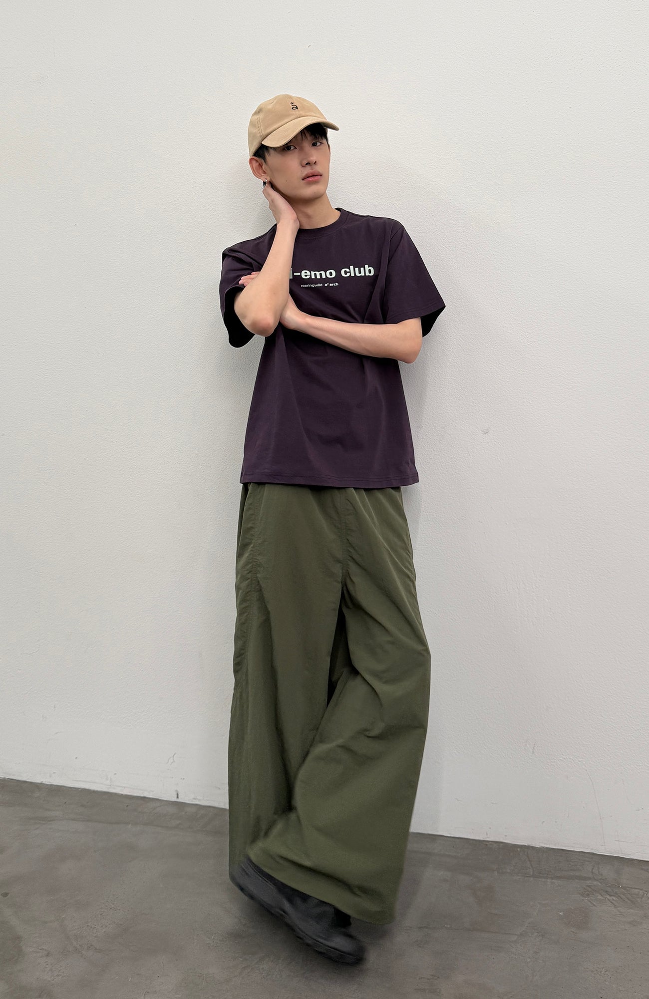 ROARINGWILD A ARCH Quick-Dry Wide-Leg Parachute Pants-Pants-XS-Green-Free Shipping Leatheretro