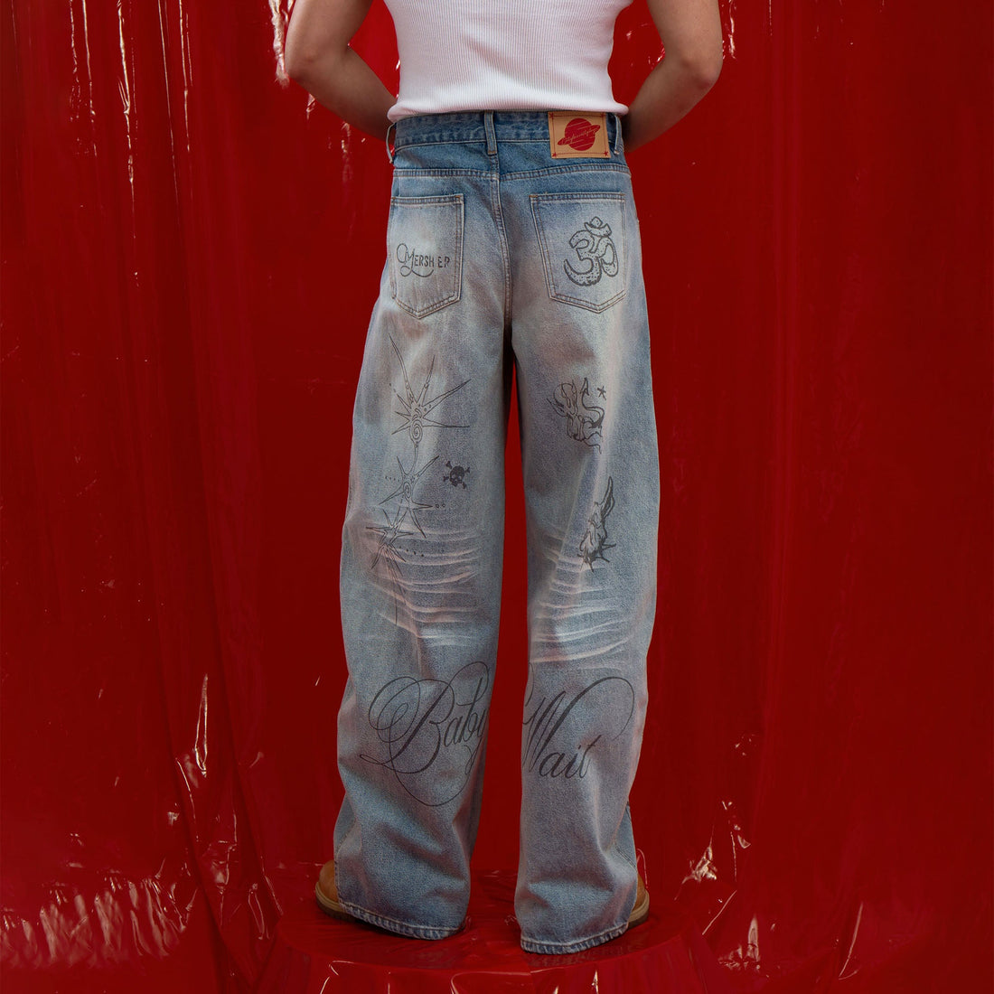 CLP Washed Graffiti Jeans-Jeans-S-Free Shipping Leatheretro