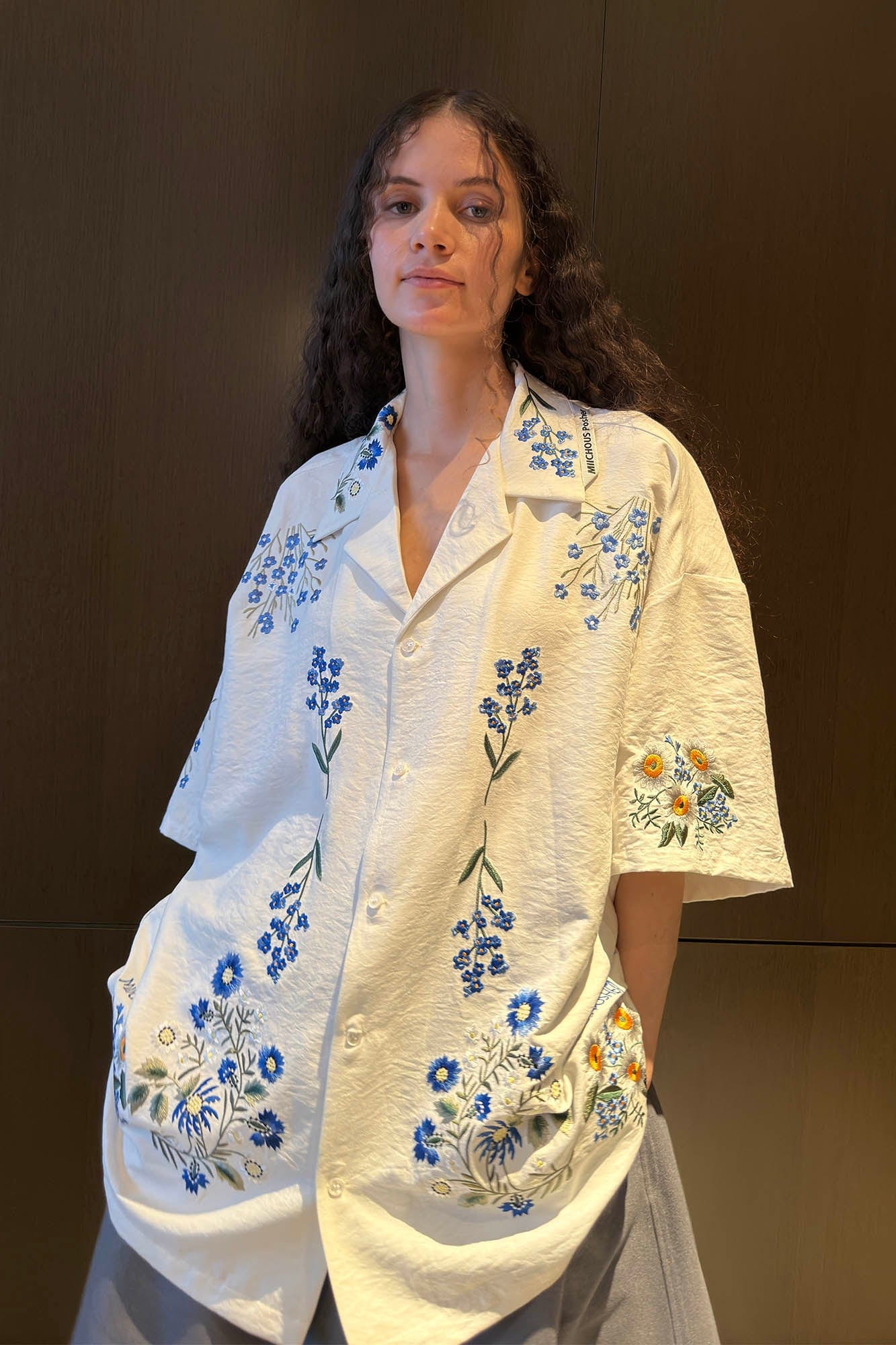 MIICHOUS Floral Embroidered Cuban Half Shirt-Half shirt-S-Free Shipping Leatheretro