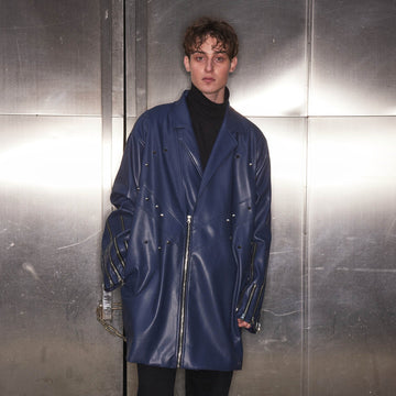 KADAKADA Zipper-Sleeve Rivet Oversized PU Coat-Jacket-S-Free Shipping Leatheretro