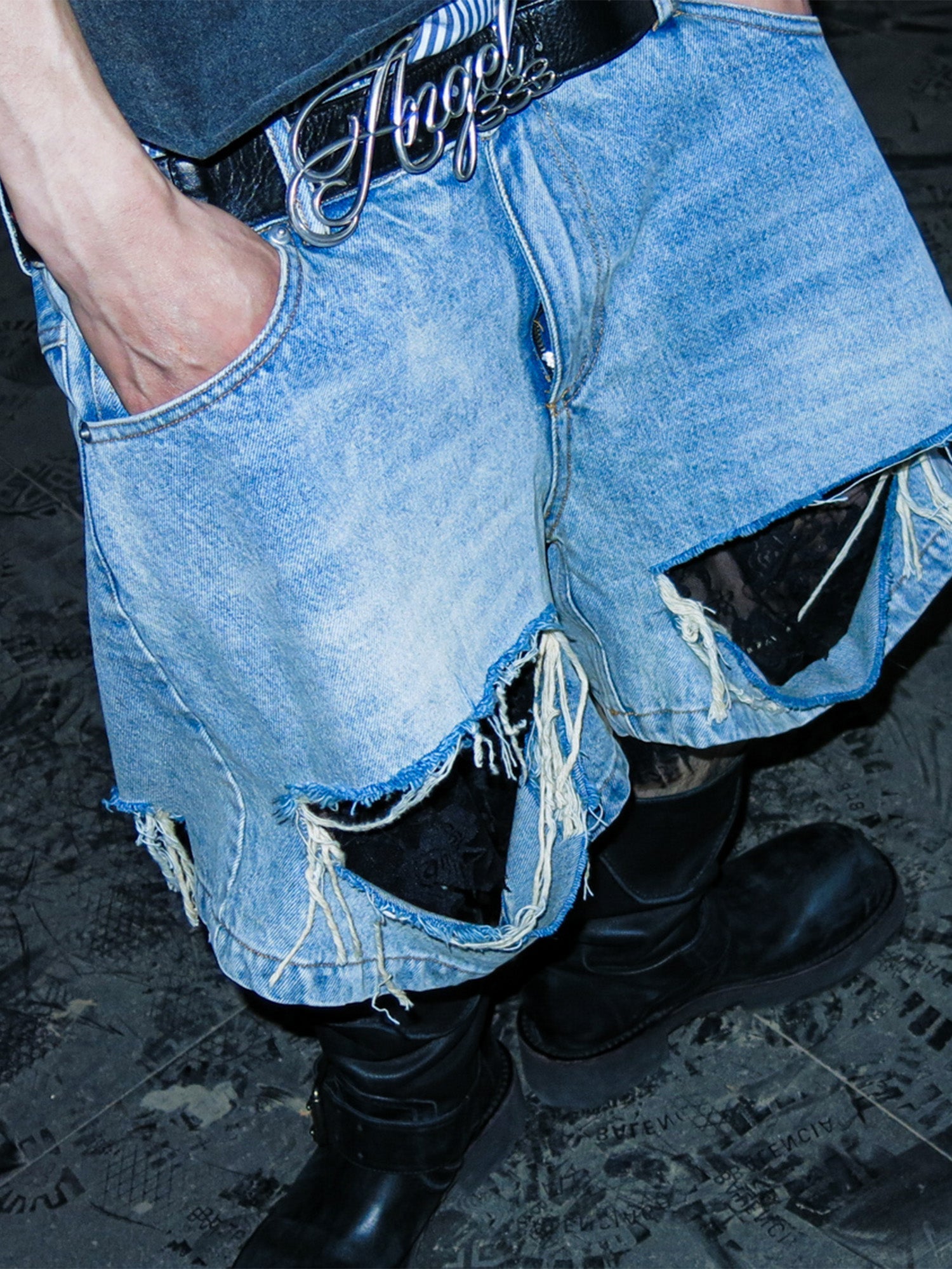 PCCVISION Lace-Spliced Denim Shorts-Jeans-S-Free Shipping Leatheretro