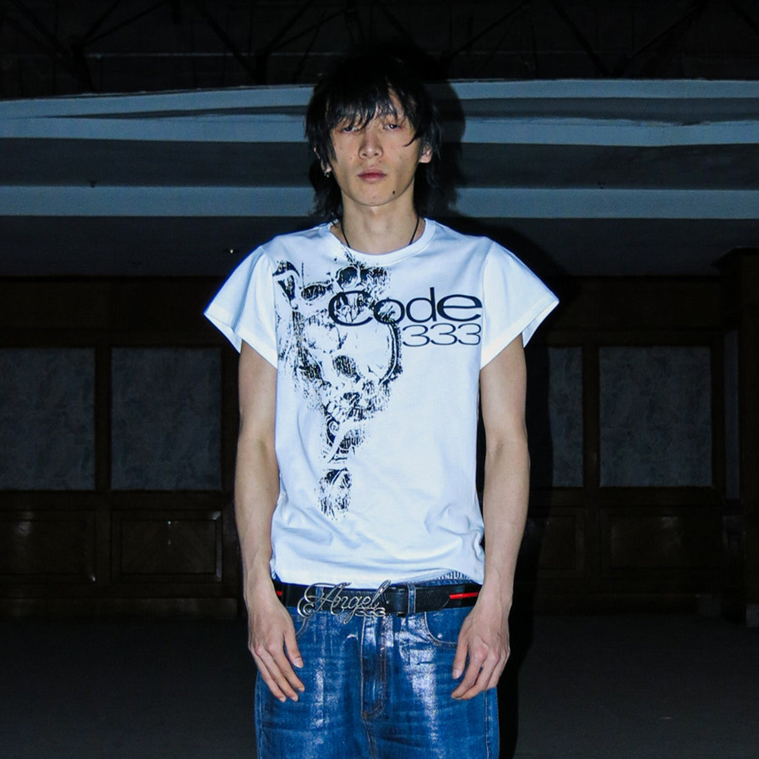 PCCVISION Skull Graphic Logo Tee-T Shirt-S-White-Free Shipping Leatheretro
