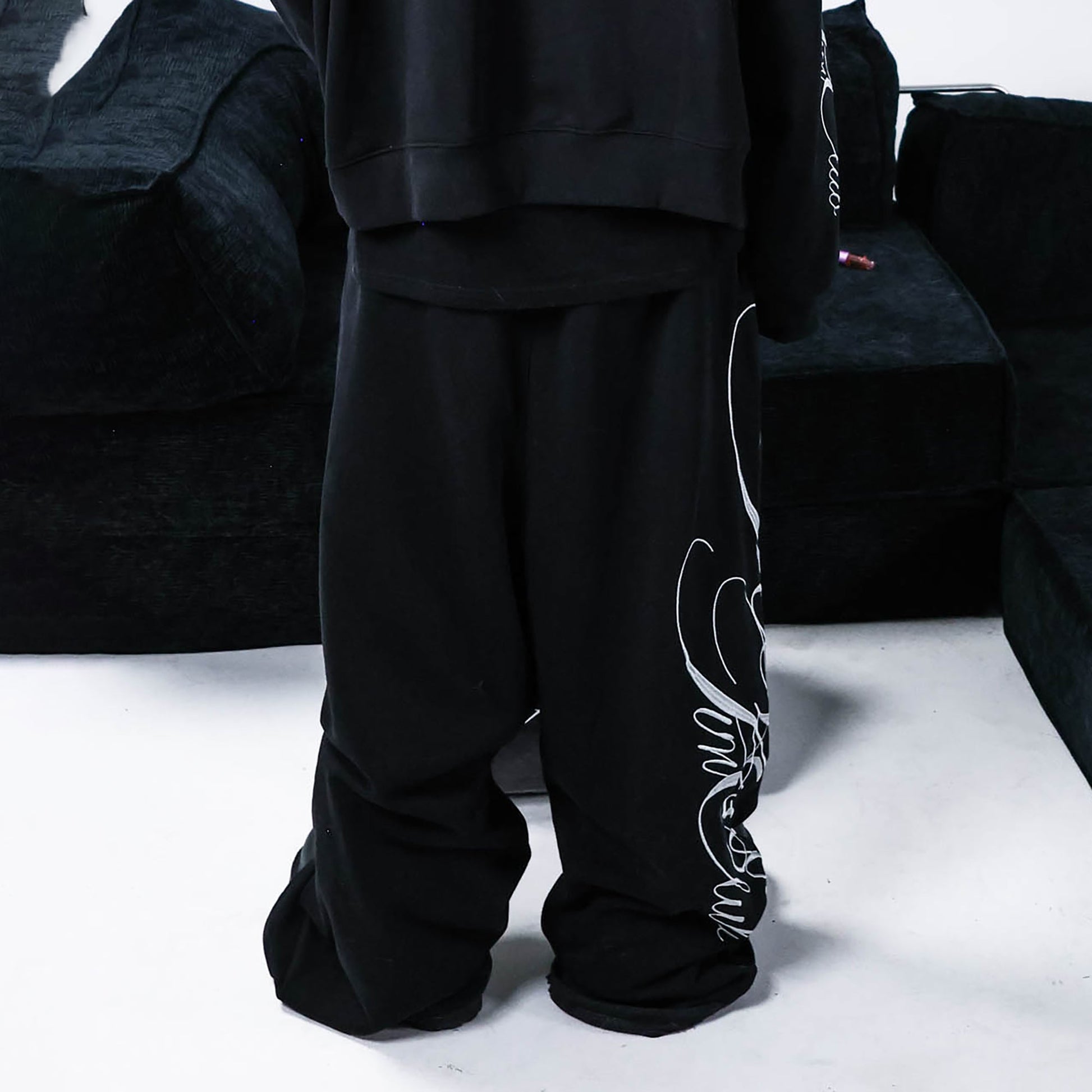 PCCVISION Embroidered Oversized Sweatpants-Pants-S-Red-Free Shipping Leatheretro