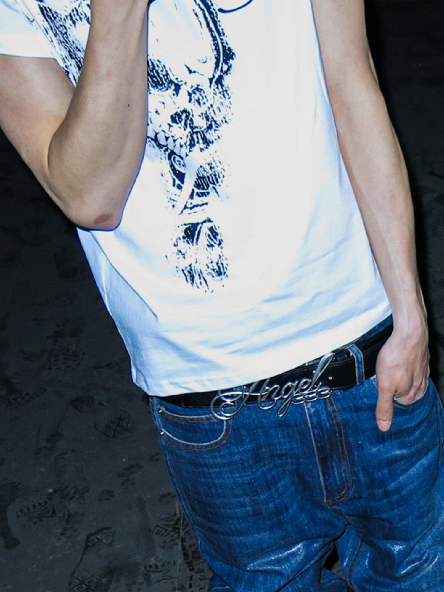 PCCVISION Skull Graphic Logo Tee-T Shirt-S-White-Free Shipping Leatheretro