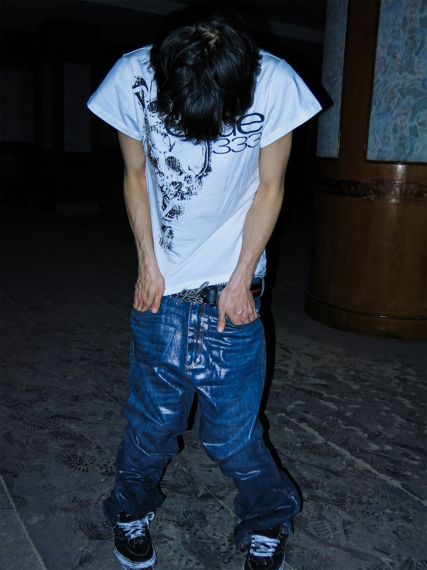 PCCVISION Resin-Coated Flared Jeans-Jeans-S-Free Shipping Leatheretro