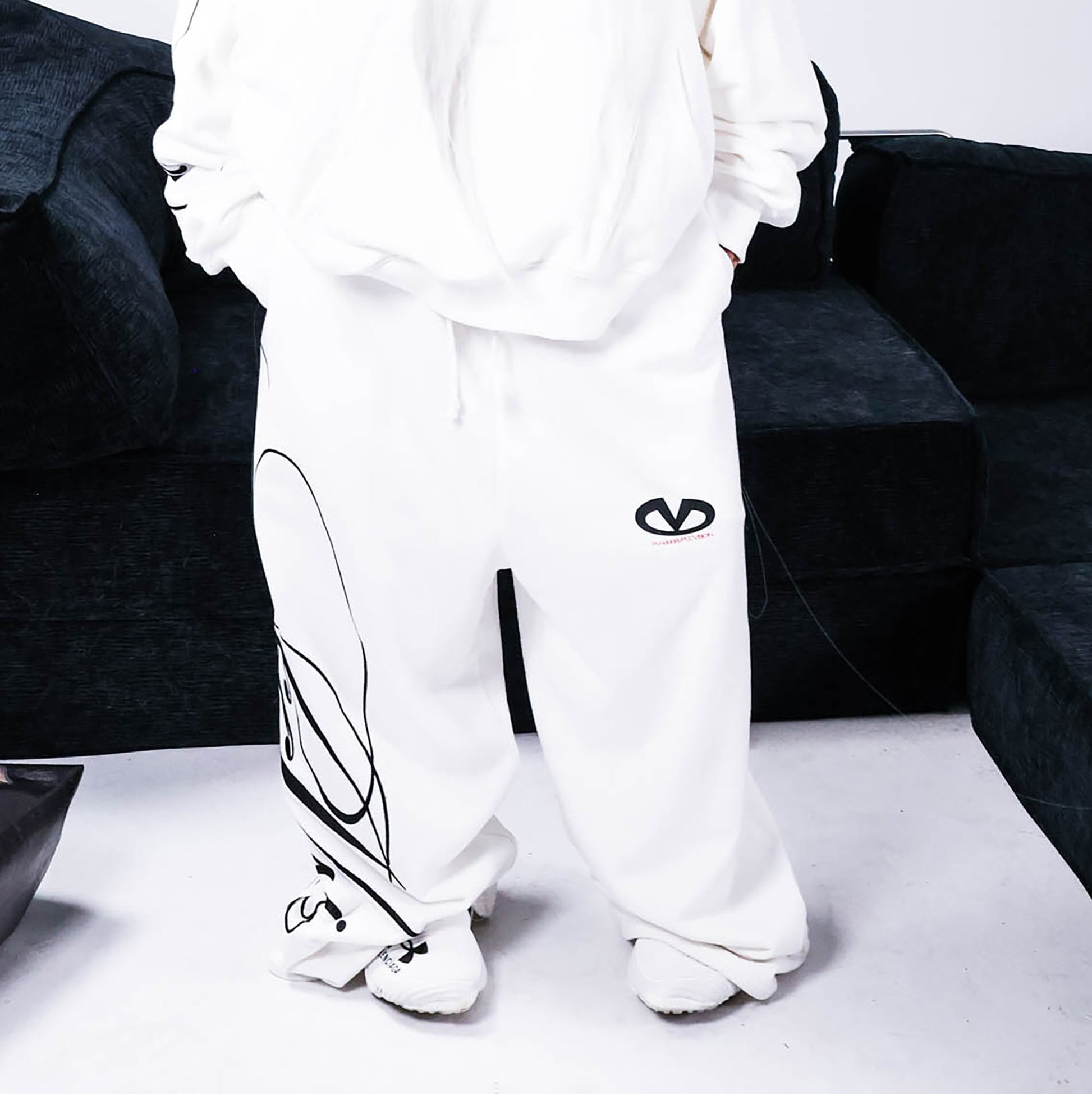 PCCVISION Embroidered Oversized Sweatpants-Pants-S-White-Free Shipping Leatheretro