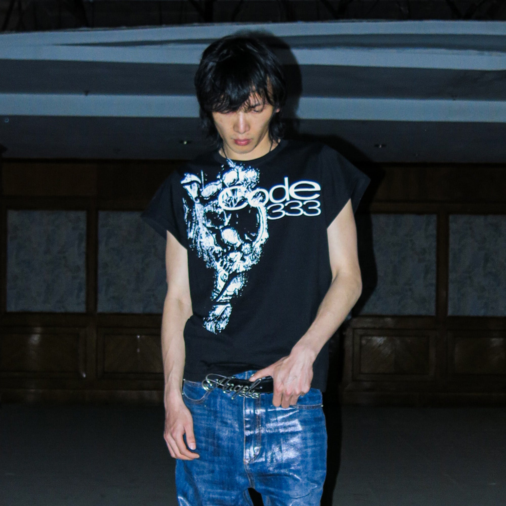 PCCVISION Skull Graphic Logo Tee-T Shirt-S-Black-Free Shipping Leatheretro