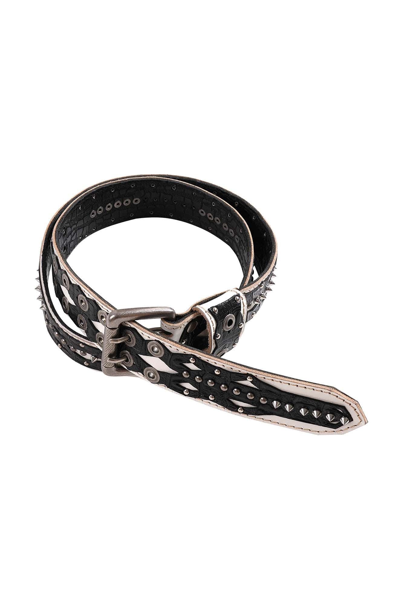 DND4DES Geometric Chain Studded Leather Belt-Belt-One Size-Free Shipping Leatheretro