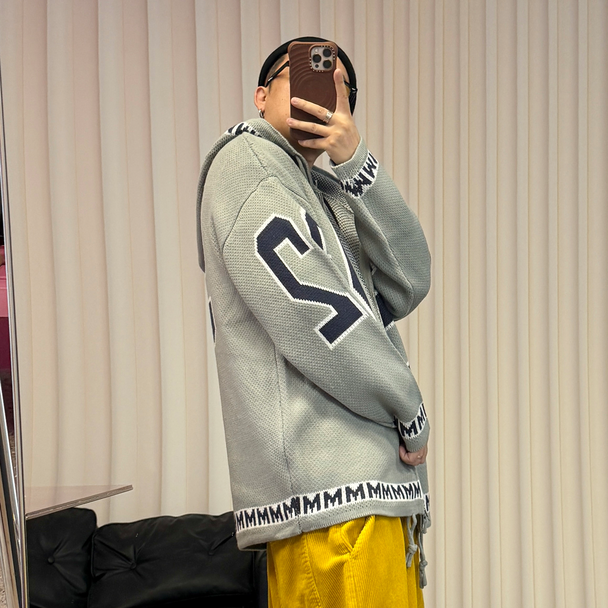 ME DA IGUAL Number-Jacquard Knit Zip Hoodie-Jacket-M-Free Shipping Leatheretro