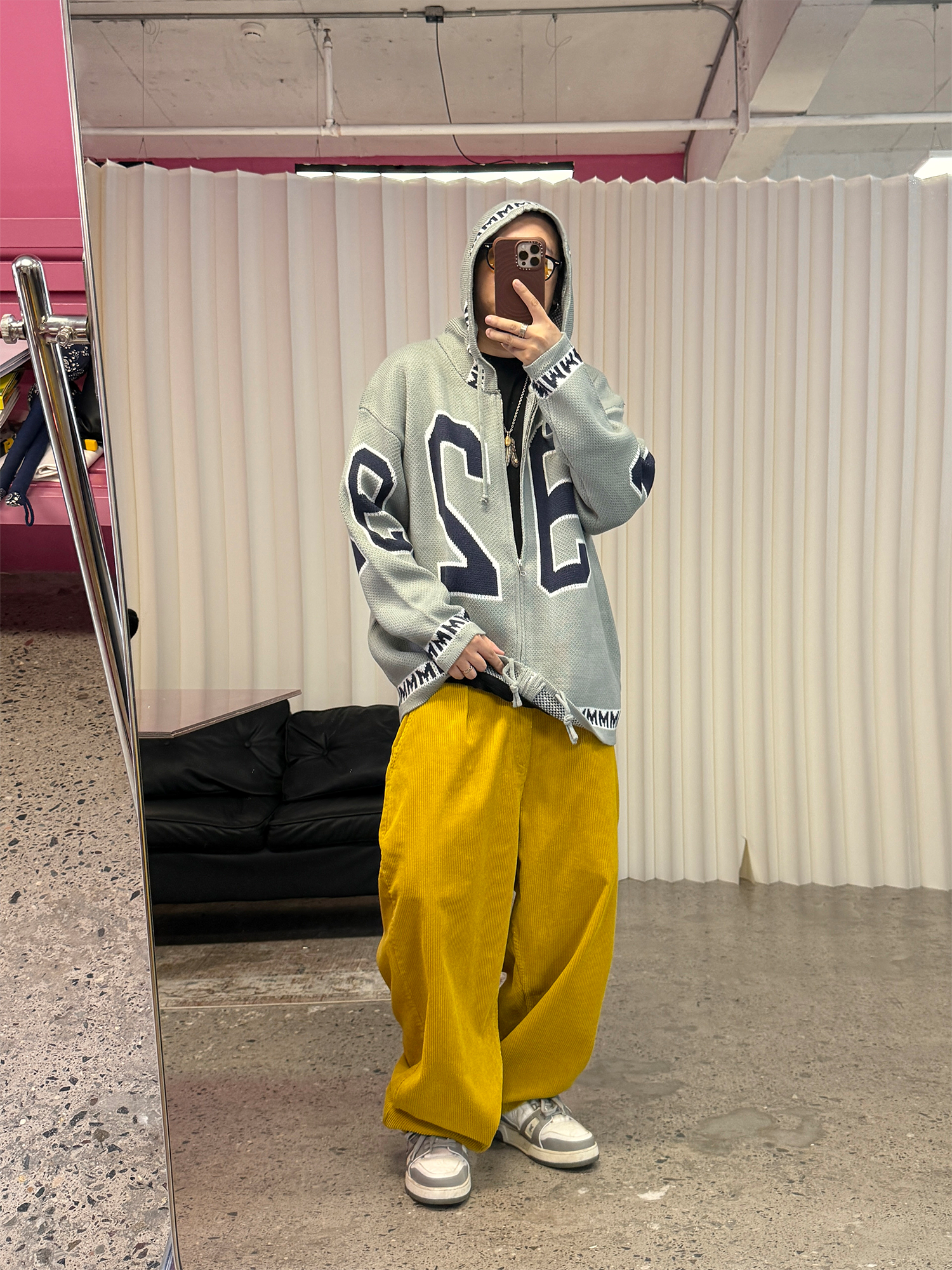 ME DA IGUAL Number-Jacquard Knit Zip Hoodie-Jacket-M-Free Shipping Leatheretro