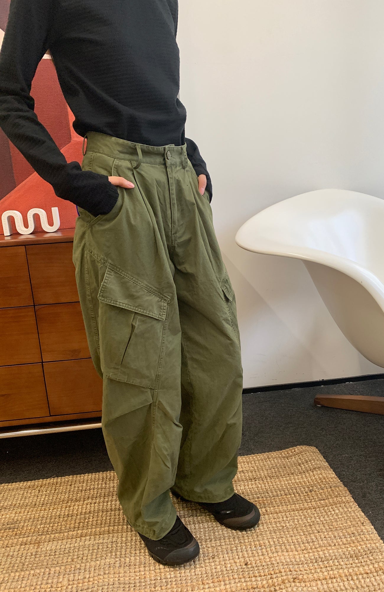 ROARINGWILD A ARCH Classic Utility Parachute Pants-Pants-XS-Green-Free Shipping Leatheretro