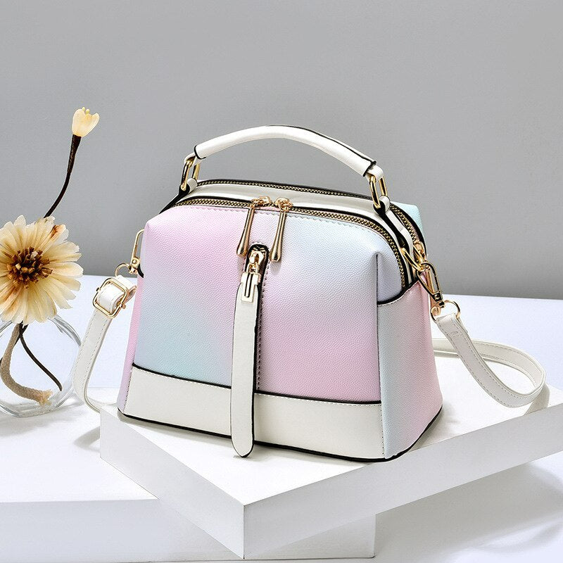 Ice Cream Texture One-Shoulder Messenger Bag-Handbags-White-Free Shipping Leatheretro