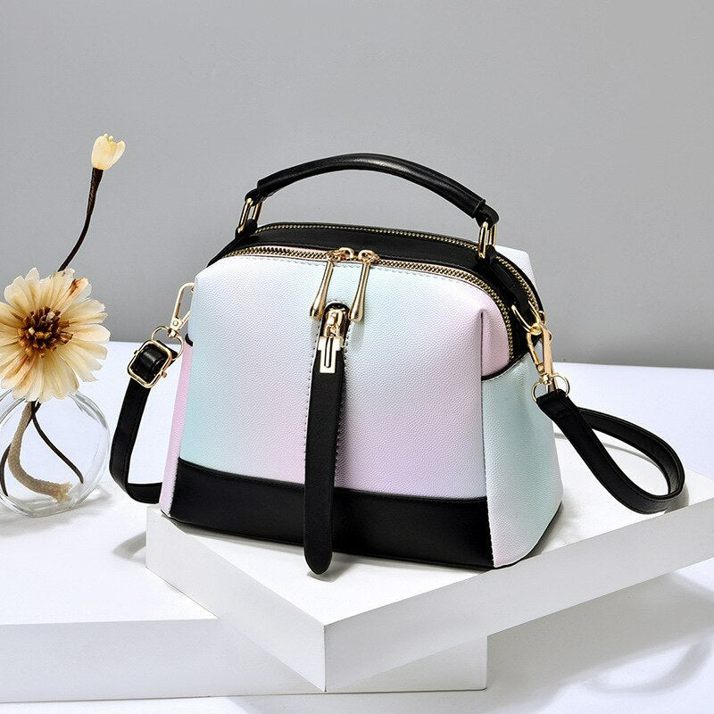 Ice Cream Texture One-Shoulder Messenger Bag-Handbags-Black-Free Shipping Leatheretro